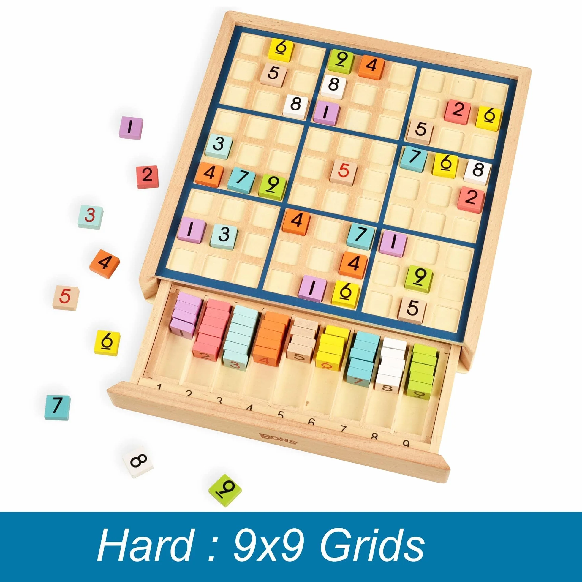 BOHS 3-en-1 Sudoku de Madera Juego Educativo para Niños 320 Rompecabezas Fichas Multicolores