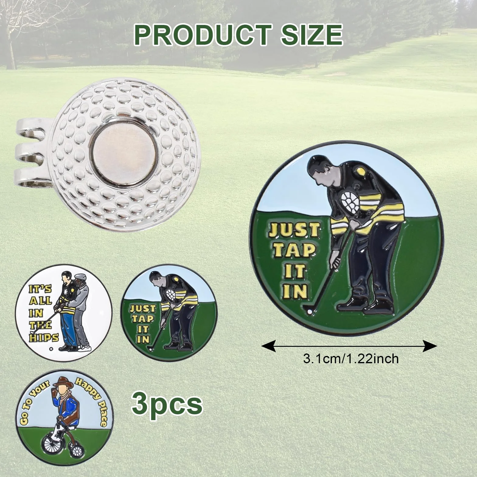 Marcador de Pelotas de Golf con Clip de Sombrero Magnético, Clip para Sombrero de Golf con Marcador de Bola Magnético, Marcador de Golf Metal Clip Magnético