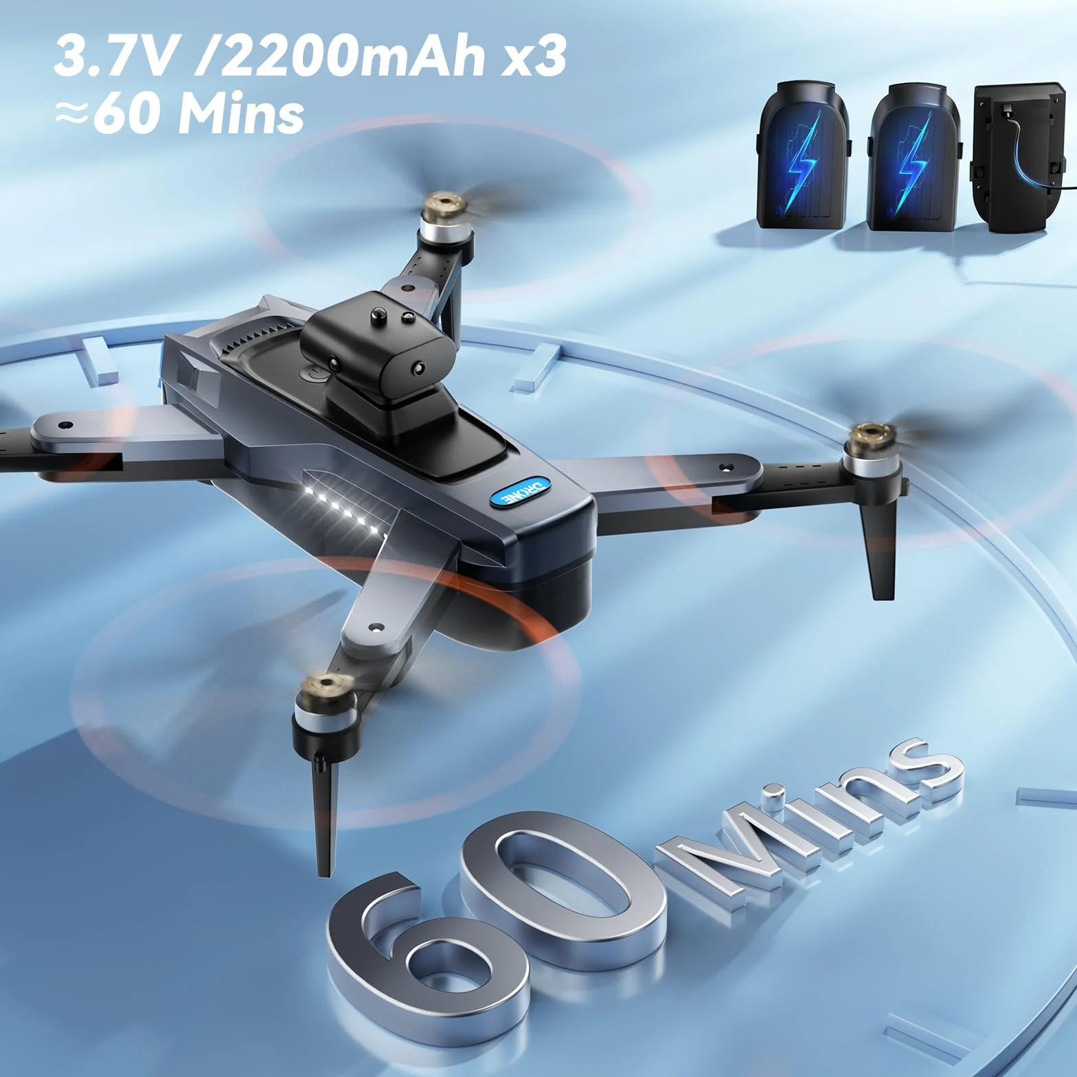 Dron con Cámara 4K GPS Motor Sin Escobillas 54 Min Vuelo 3 Baterías Plegable <249g Negro