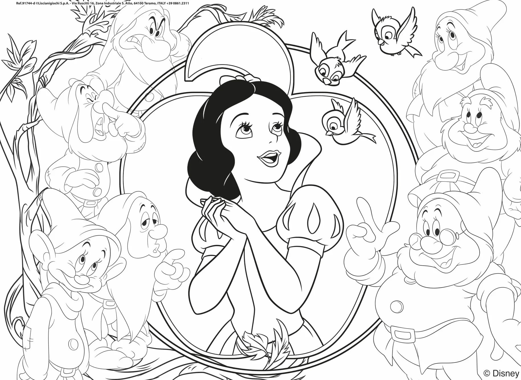 Lisciani Puzzle Disney Princesas 4x48 Piezas 2 en 1 Doble Cara para Colorear 192 Piezas