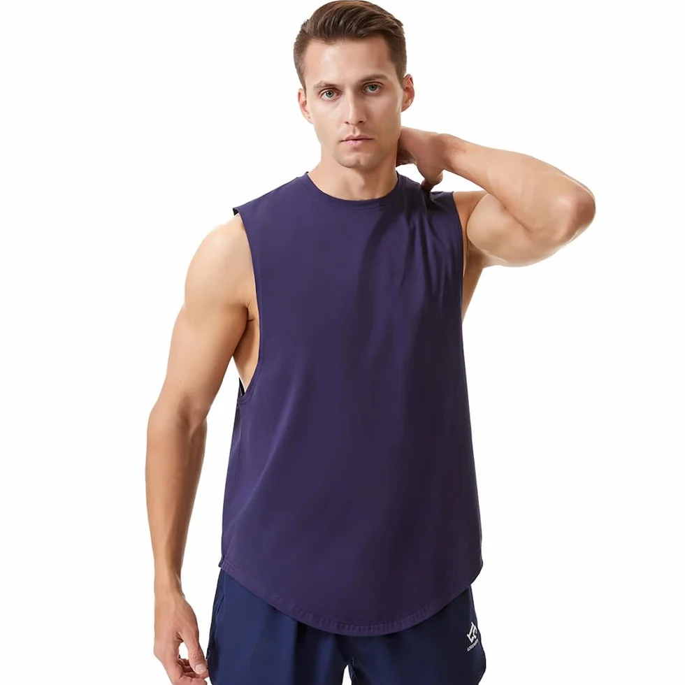 Camiseta sin Mangas de Algodón para Hombre Entrenamiento Gimnasio