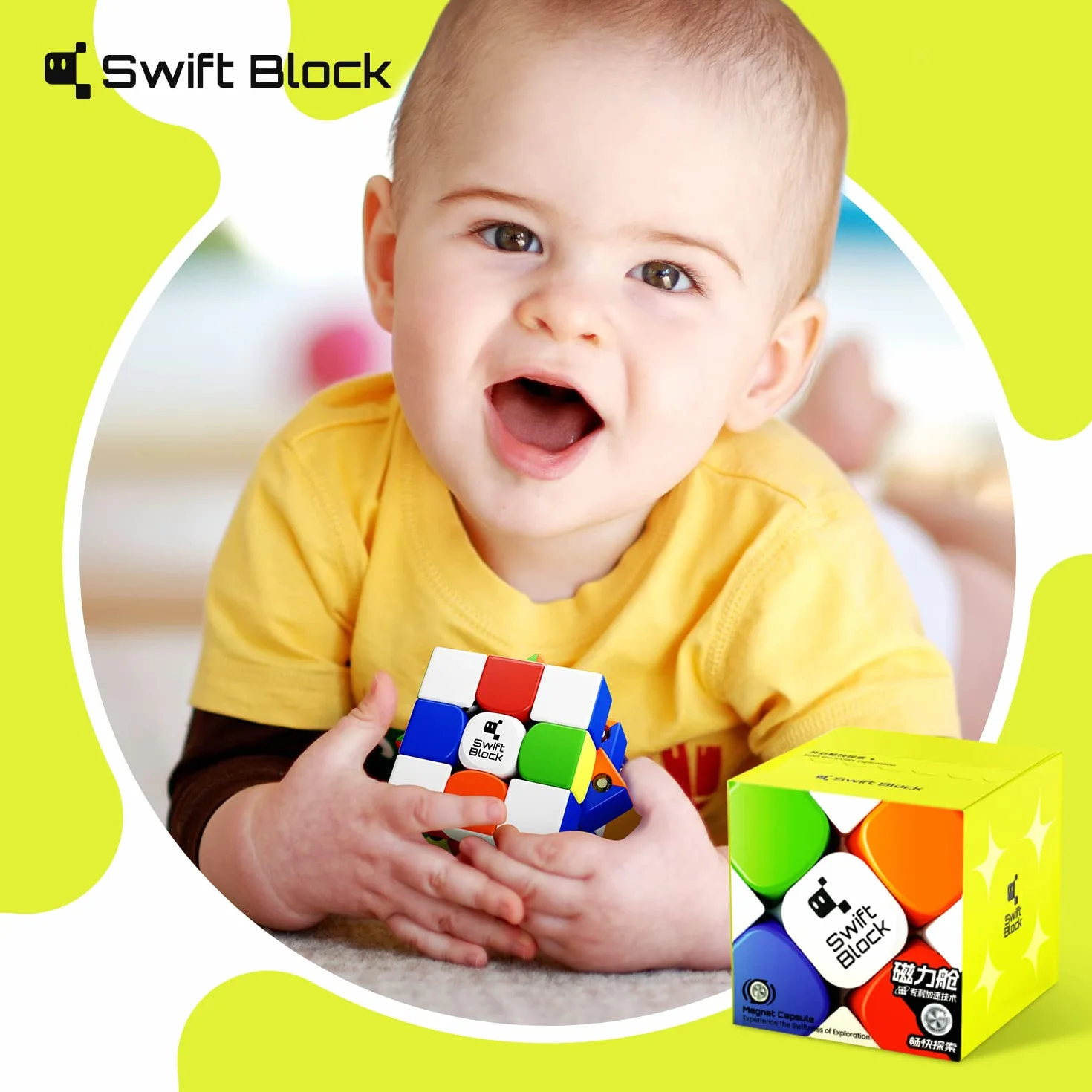 355S 3x3 Cubo de Velocidad Profesional para Competición con Imanes, Puzzle 3D para Niños y Principiantes,Juguete sin Pegatinas