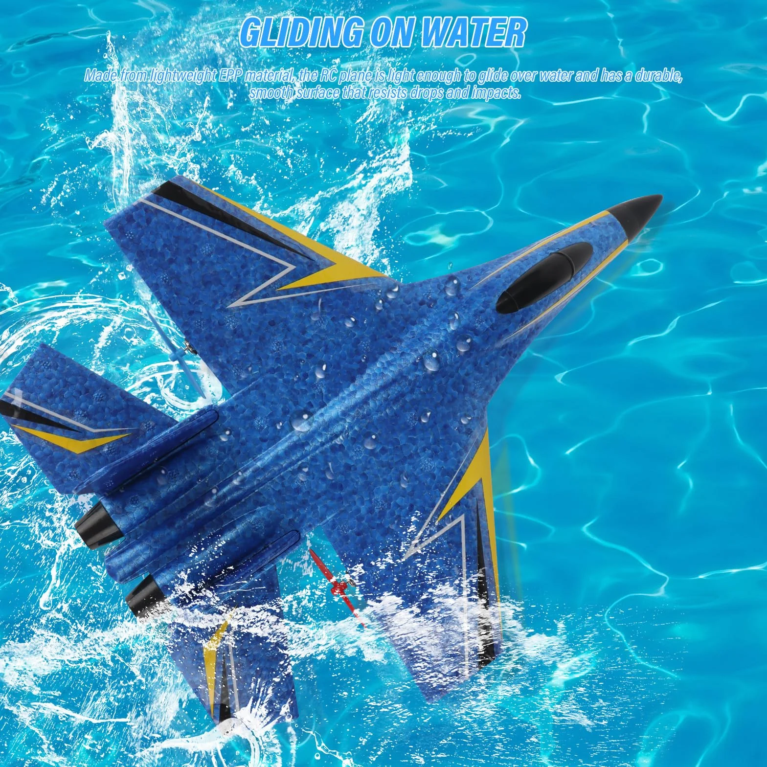 LUFEIS Avión de Control Remoto, Avión RC, Avións Teledirigido, Avións F-22 RC, 2,4 GHz 3 Canales, Avione Teledirigido para Adultos y Niños con Mando a Distancia (Azul)