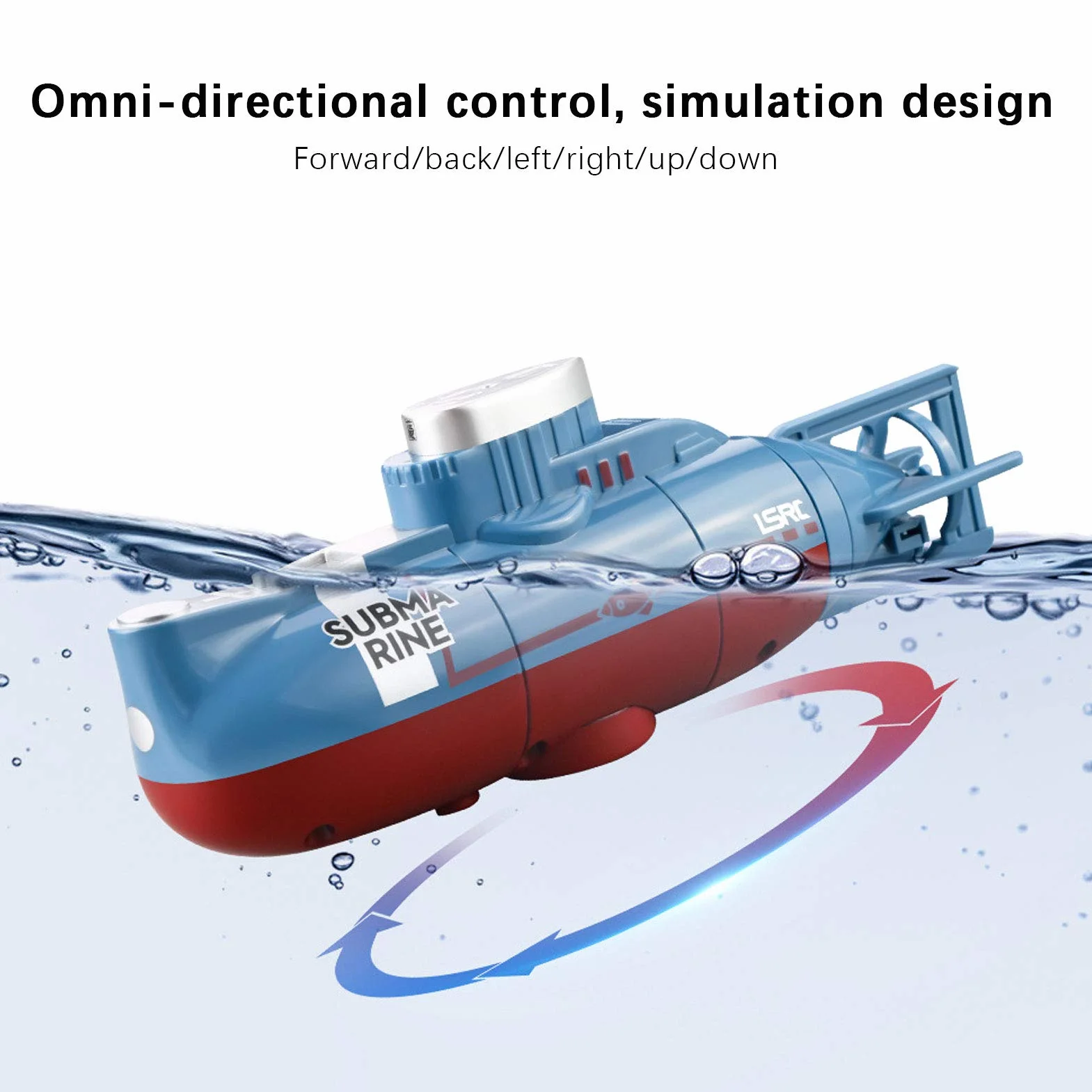 Mini RC Submarino Juguetes para Acuario, Modelo Simulado, Control Remoto de 6 Canales, para Niños
