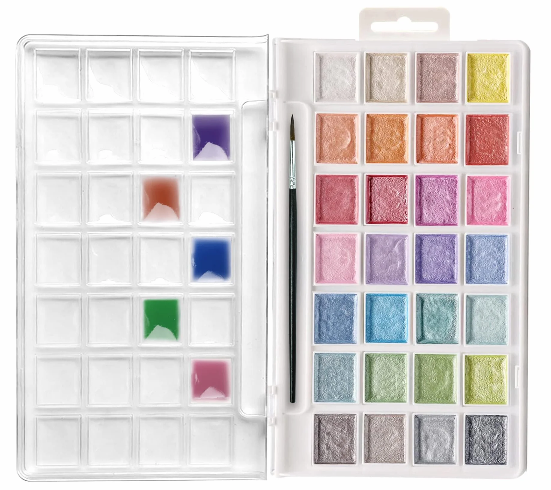 Artecho Metalizadas Acuarelas 28 Colors, Semi-Moist Watercolor, para Principiantes y Profesionales.