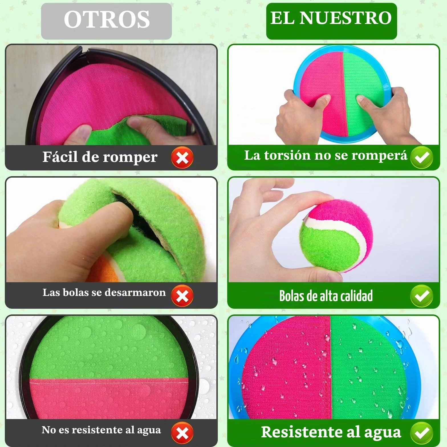 Juguetes Playa Juego de Bola y Lanzamiento Adecuado para niños de 3 4 5 6 años Ligero Klettballspiel Lanzamiento Pelota Juegos niño Adulto con 4 Raquetas 4 Pelotas Adecuado para Jardines