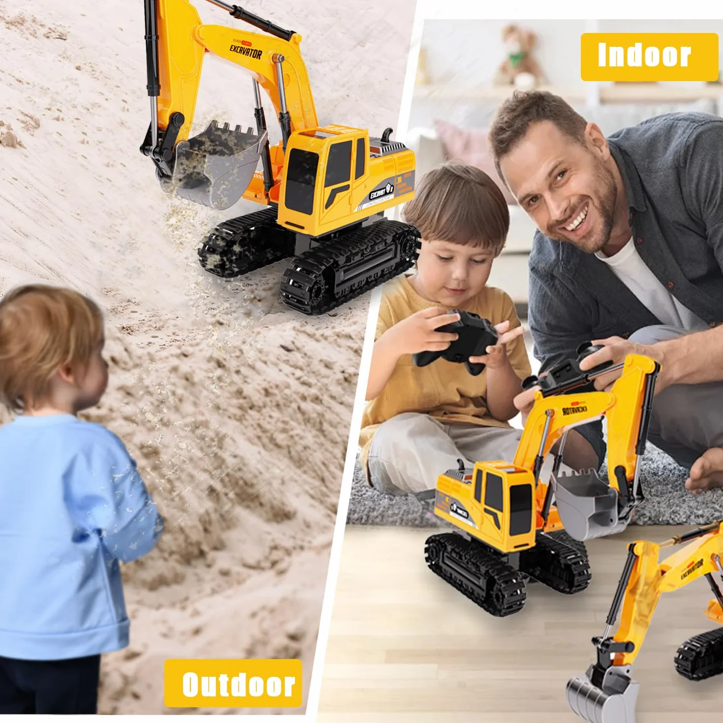 Excavadora de Control Remoto, Juguete de Arena de Ingeniería, Vehículo de Construcción, Coche de Juguete Para Niños
