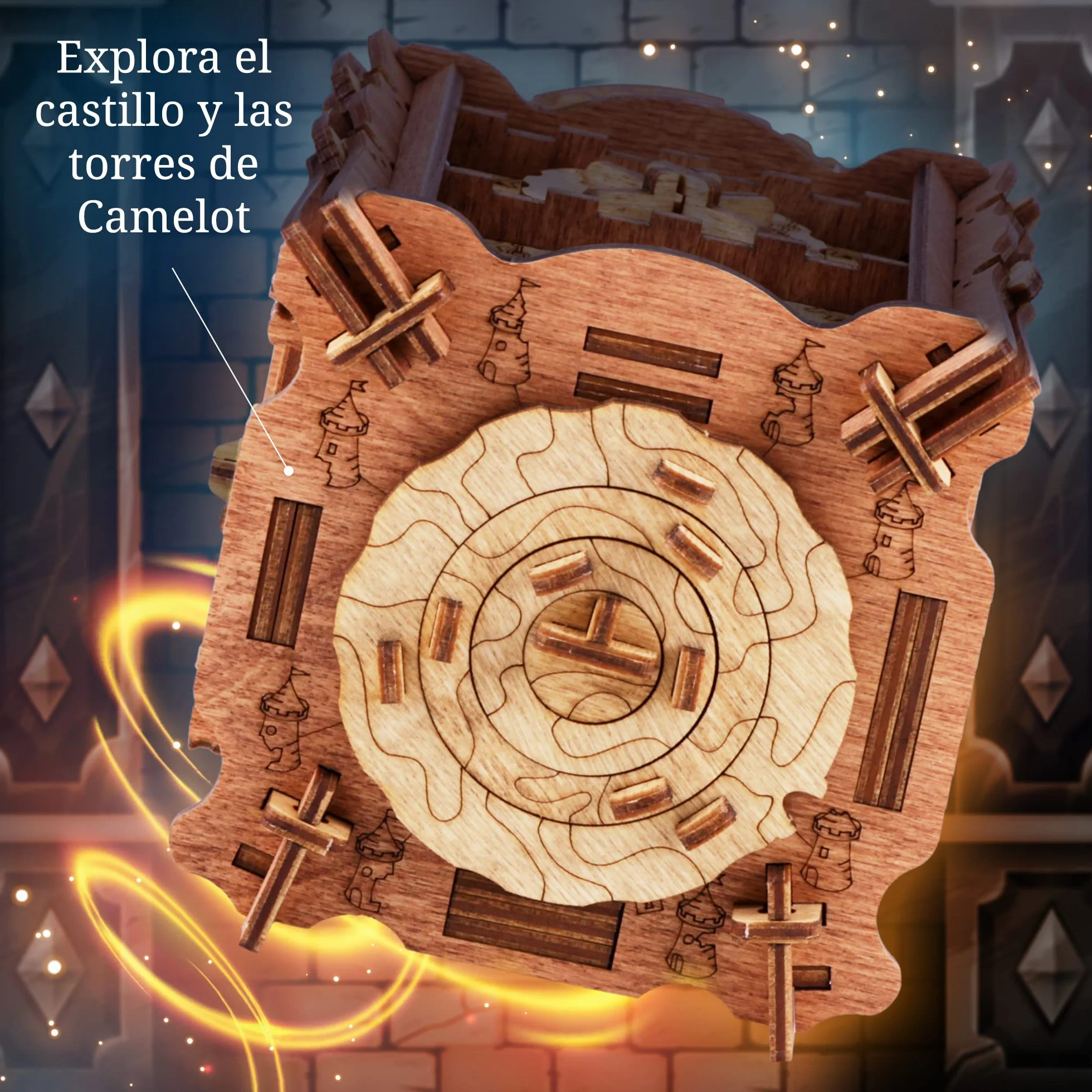 iDventure Cluebox - El Secreto de Camelot: Puzzle Box Escape Room Juego - complicados Rompecabezas de Madera en 3D - Juegos de Caja de Escape para Adultos y Caja de Rompecabezas para niños