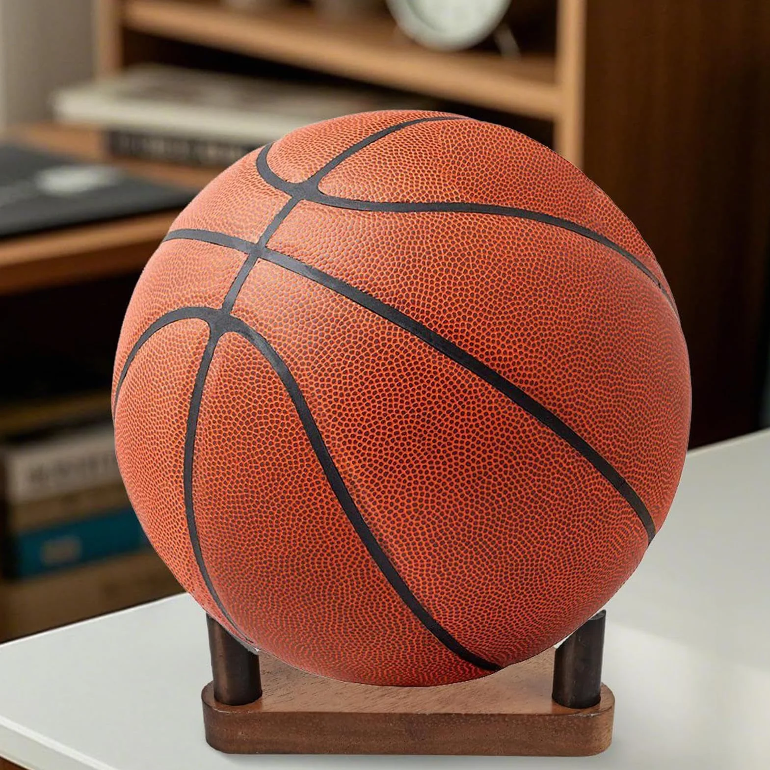 Soporte De Baloncesto De Madera Multifuncional Antideslizante Organizador Deportivo Para El Hogar