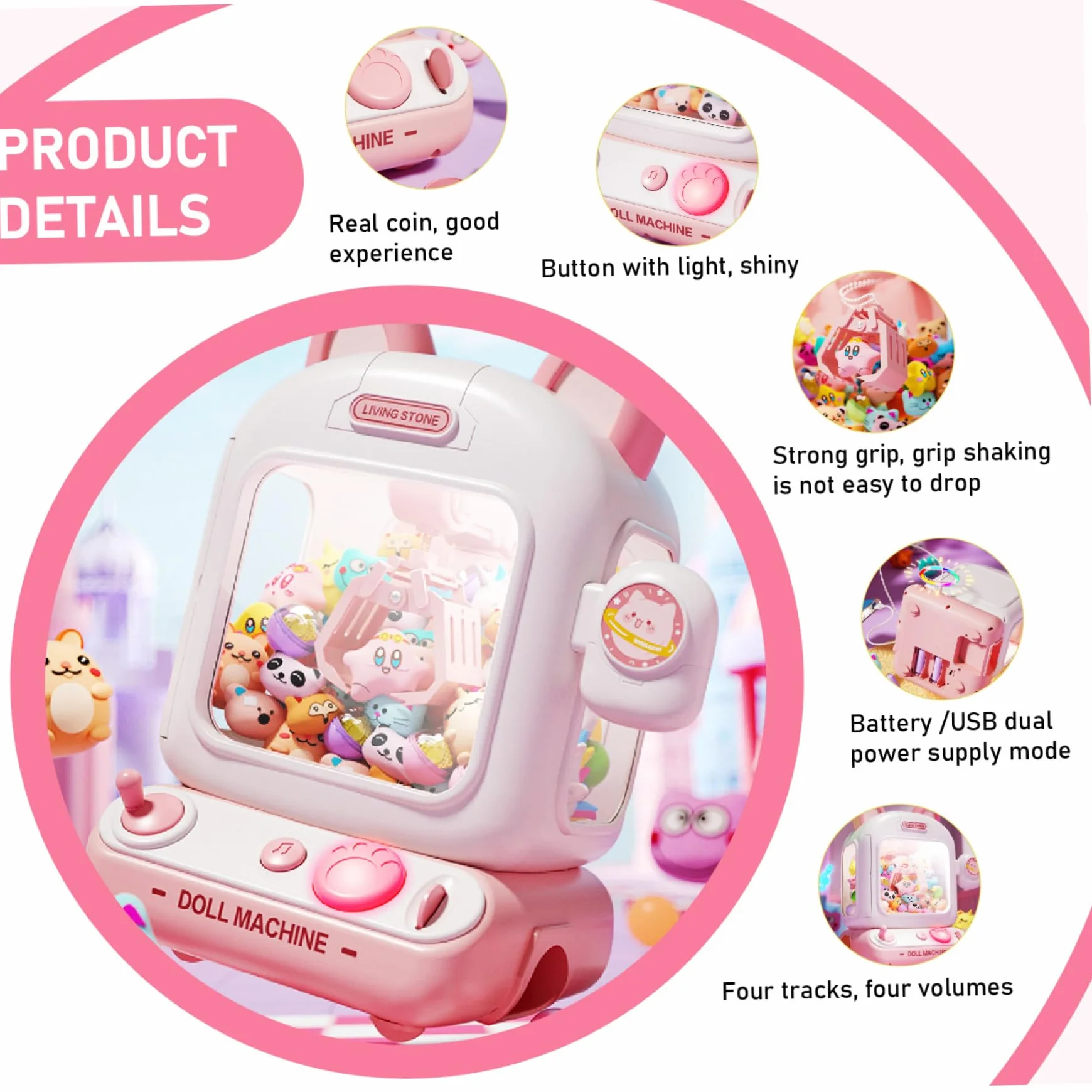Mini máquina expendedora con luz y música, 10 Muppet, 10 Huevos Sorpresa, 12 Juegos, USB, para niños