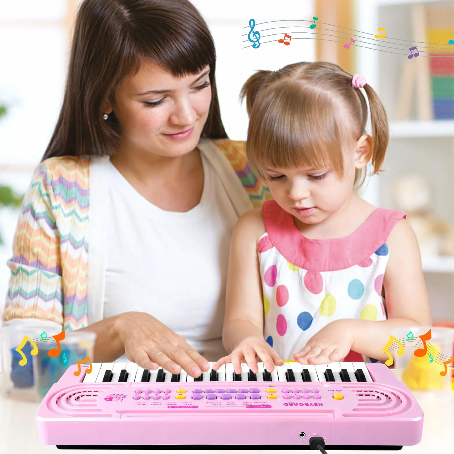 Teclado Electrónico Piano Infantil, 37 Teclas Teclado Multifunción Portátiles con MicróFono, Organo Electronico Piano Musical Regalo para de Niños y Niñas para Niños 3+ Años, Seguro y Duradero