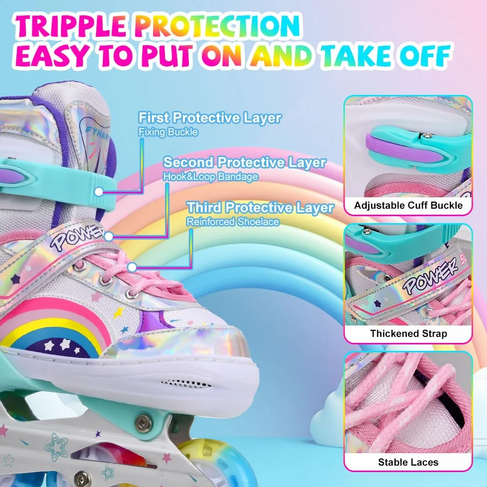 Patines en Línea Ajustables para Niños con Ruedas Iluminadas, Uso Interior y Exterior