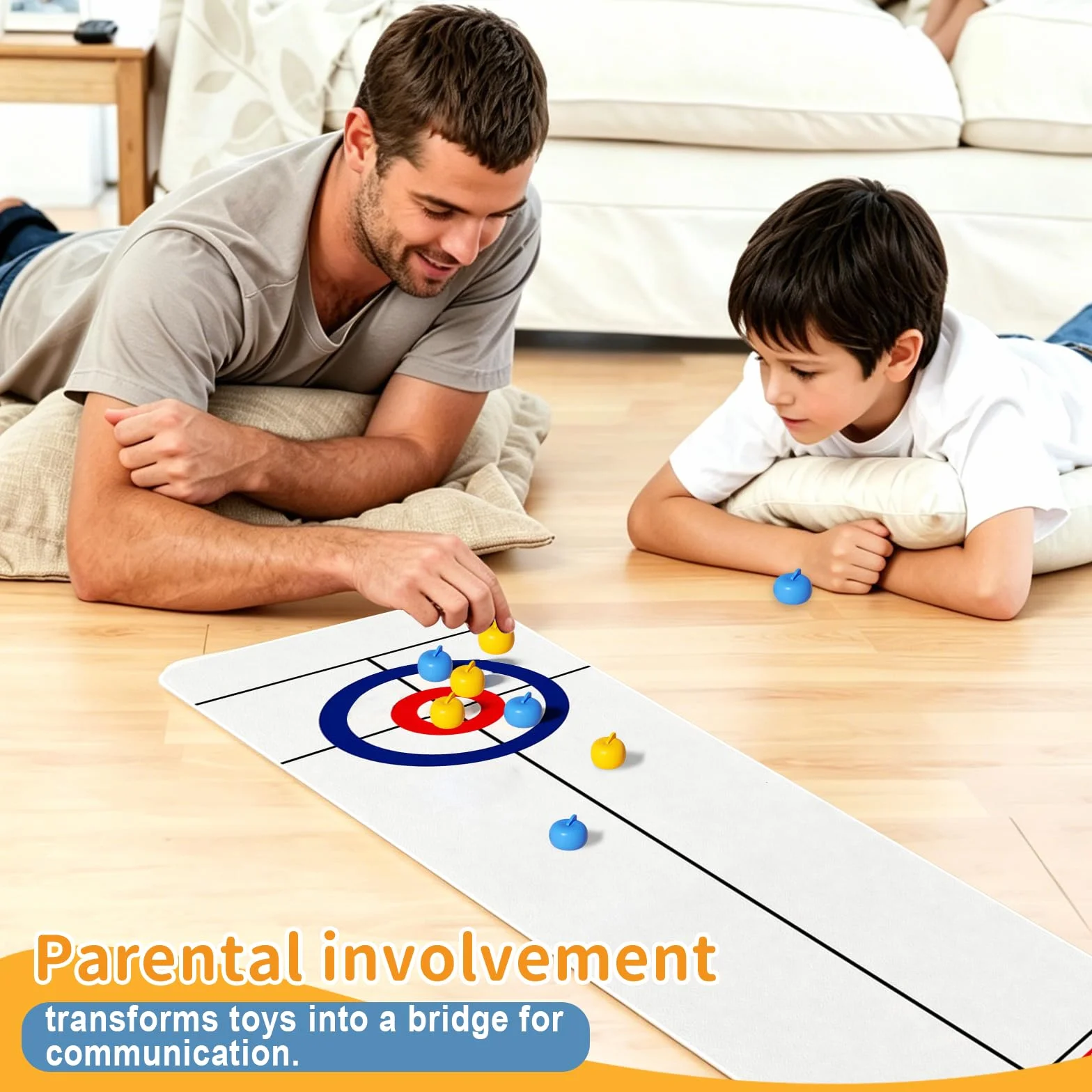 Mini Juego de Curling Mesa, 133 * 28 cm Juego Familiar de Tablero Curling, para Familia Fiesta Oficina Navidad Cumpleaños Interacción Entre Padres e Hijos Adultos y Niños