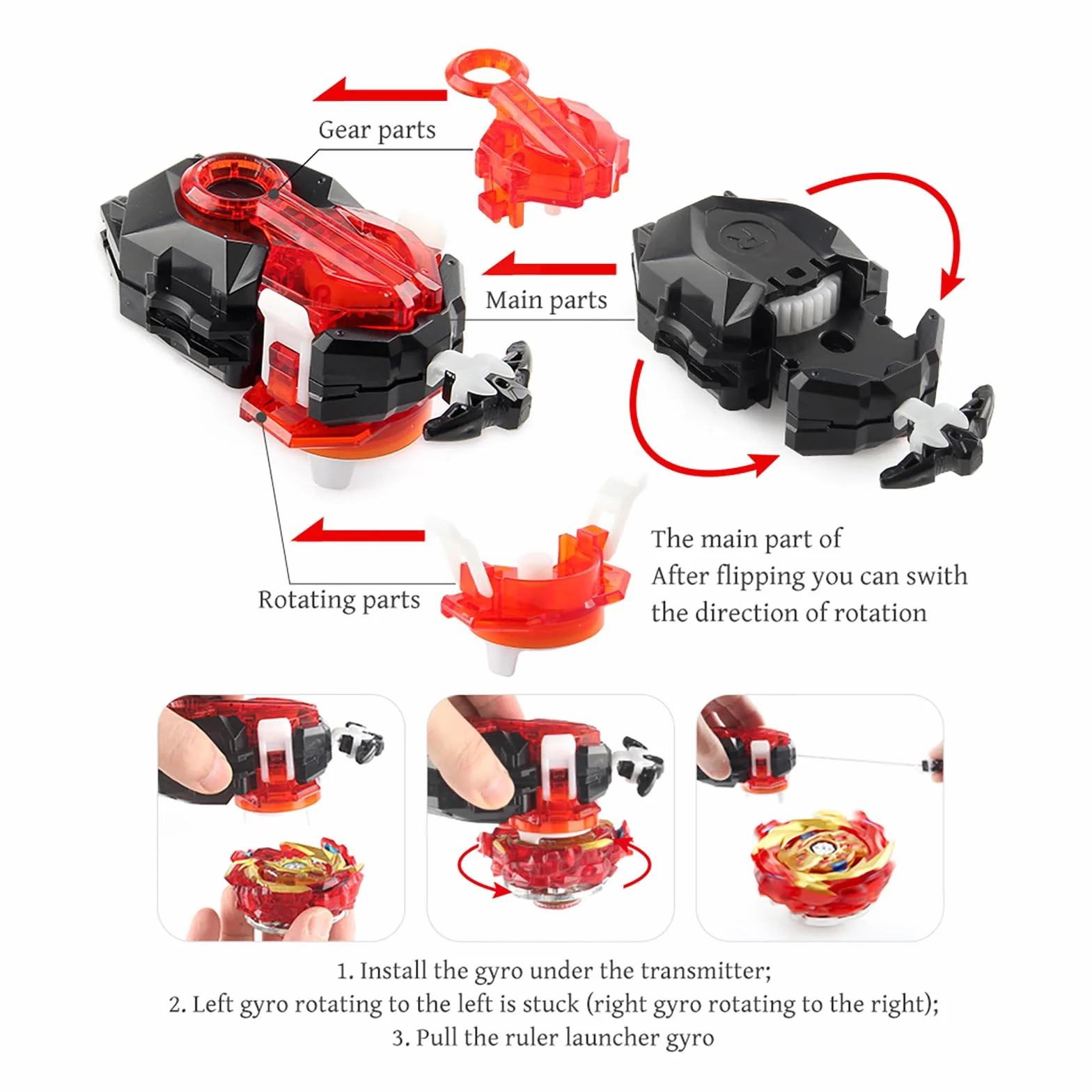 8 in 1 Peonzas de Batalla Gyros Set, 4D Combat Gyros Battle with Launcher Gyros, Incl 4 Pieces Gyros Launcher Set, AA