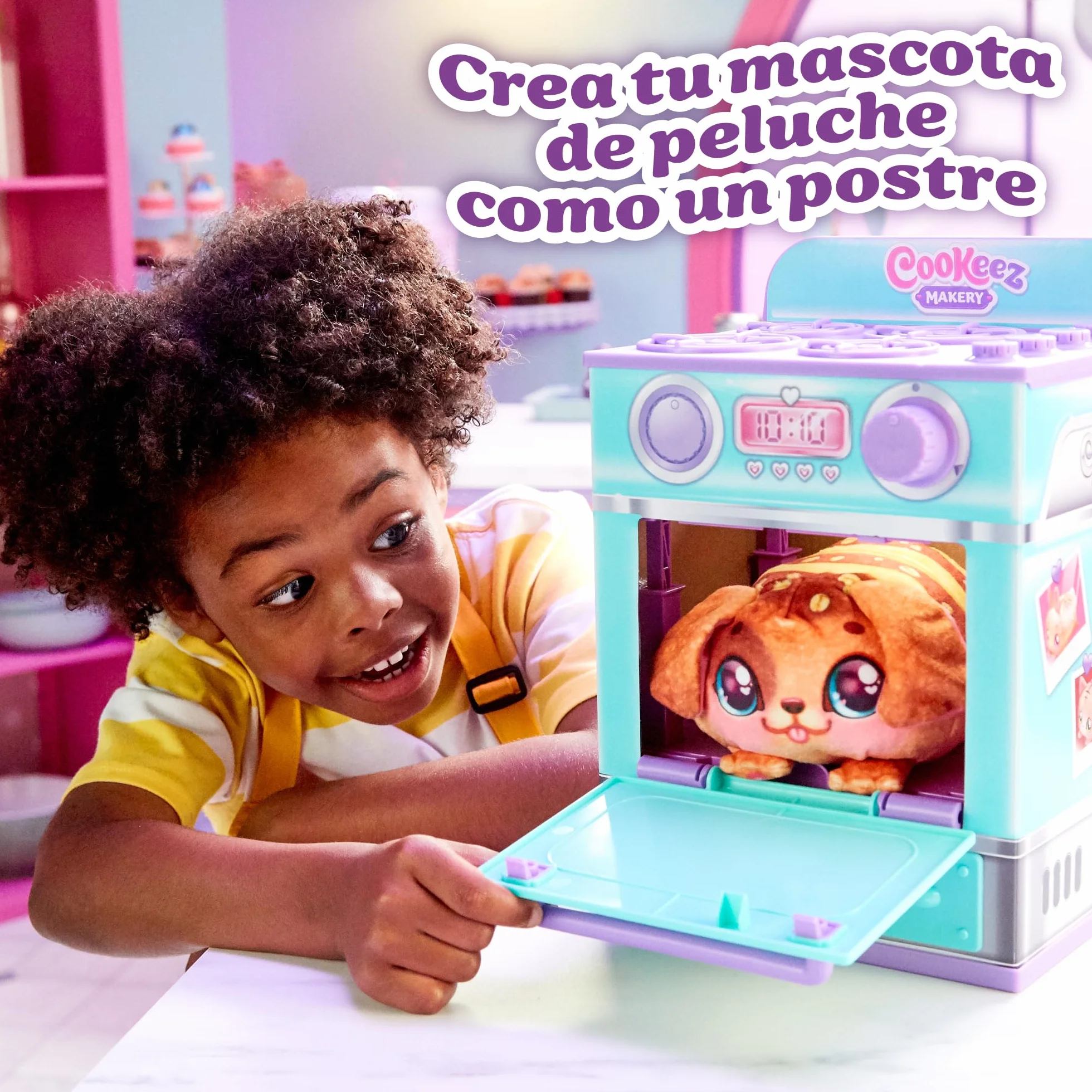 Cookeez Makery - Horno Mágico, juguete infantil interactivo, con ingredientes para crear tu mascota de peluche, tiene sonidos y olor dulce, niños y niñas +5 años, modelo aleatorio, Famosa (CKE00000)