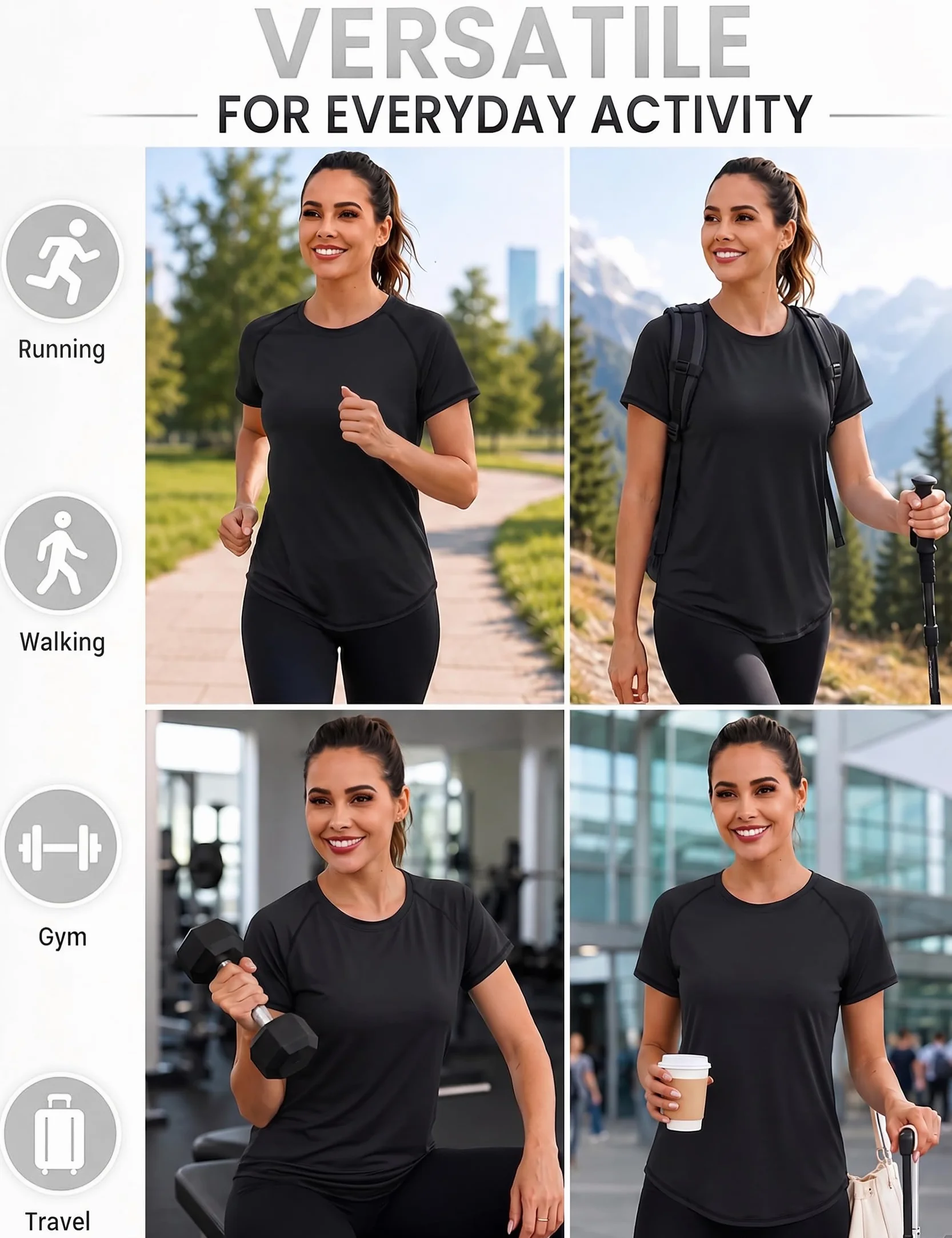 Terecey Camiseta Deportiva Mujer Manga Corta con Malla Espalda Secado Rápido para Fitness Running Gimnasio