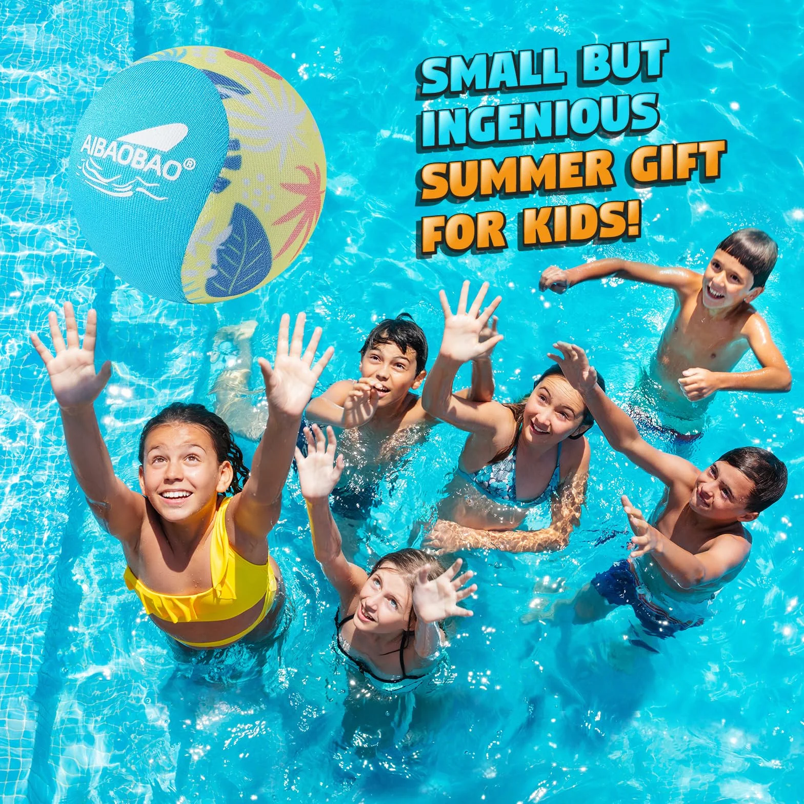 Pelota de Agua Que Rebota 2 PCS Ø55mm, Pelotas Saltarinas para Piscina y Playa, Reutilizables de Secado Rápido con Funda de Lycra, Juegos de Verano para Niños y Adultos (Amarillo + Azul)
