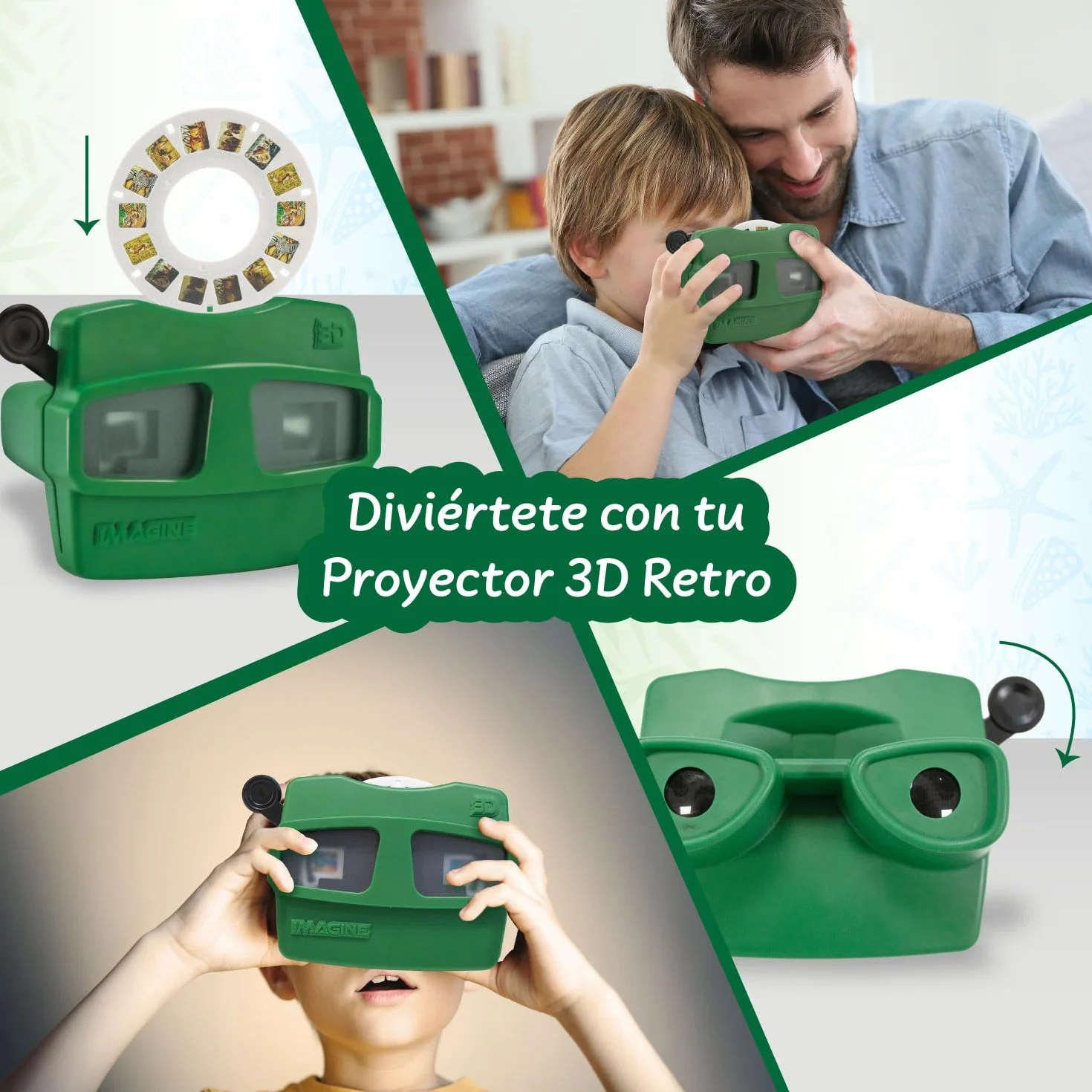 Science4you Retro 3D Viewer para Niños - Juguete Retro con Visor de Carretel e Imágenes 3D de Animales Terrestres y Marinos, Regalo de Animales para Niños y Niñas