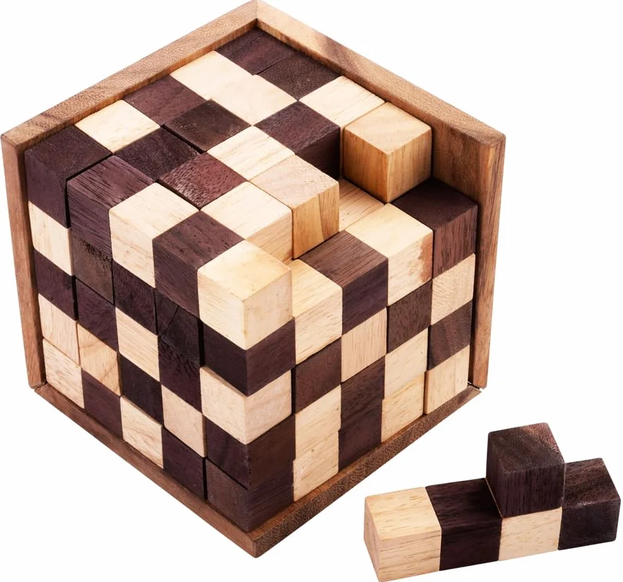 Engelhart Cubos Rompecabezas de Madera 25 Piezas Nivel difícil 14 x 14 x 14 cm