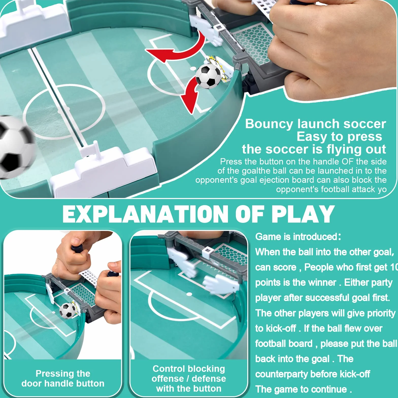 Vibbang Futbolines para Niños, Mini Futbolin Juegos de Futbol con 6 Futbol, Juego de Mesa de Fútbol, Mini Juego de Futbolín de Fiesta, Juegos Familiares, Interactivos para Padres e Hijos