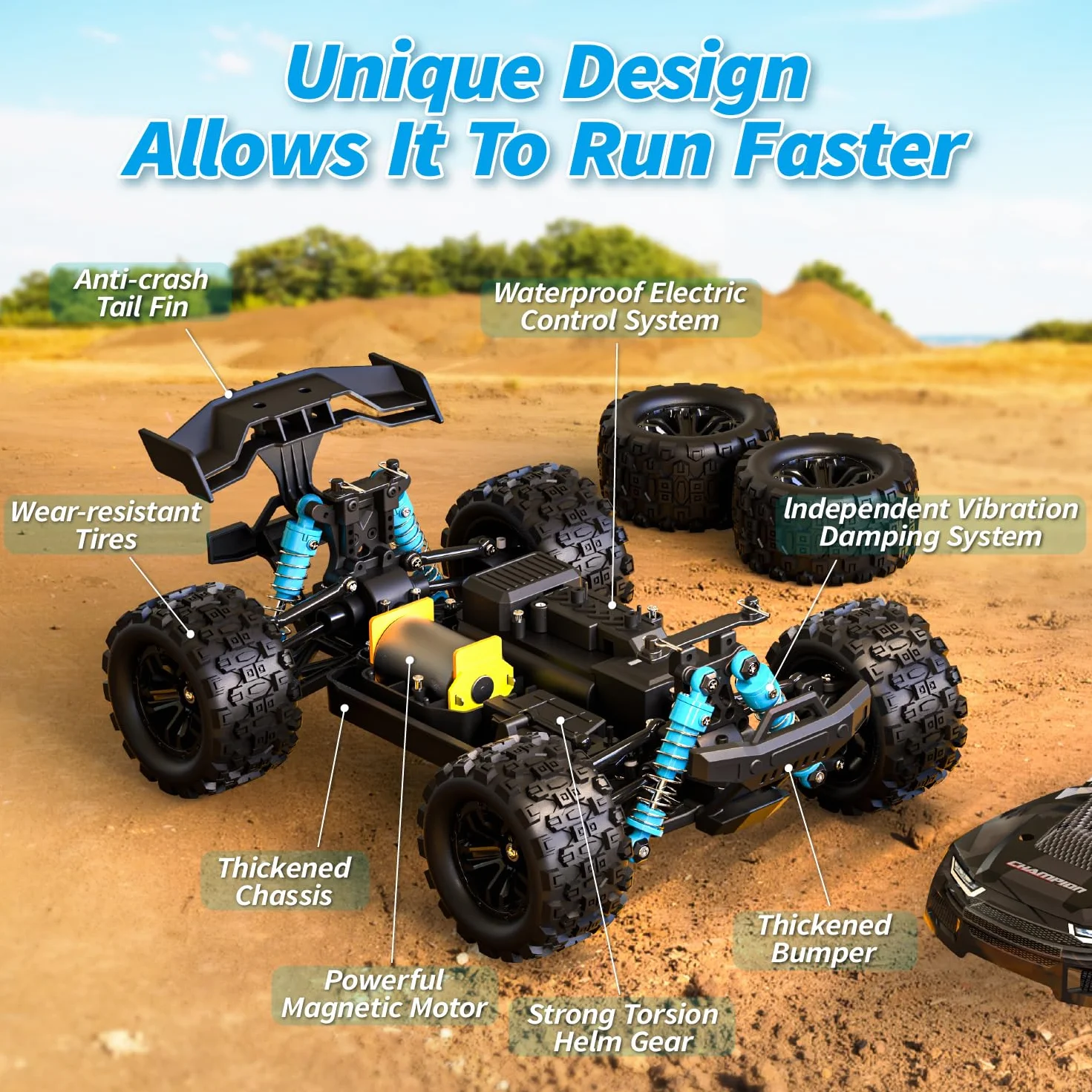 snookids Coche Teledirigido - 2,4 GHz Coche RC Vehículo Todoterreno de Alta Velocidad 40 km/h 1:18, 4WD Coche Radiocontrol Drift Buggy Cars Controlados Juguete Regalo para Niños Adulto