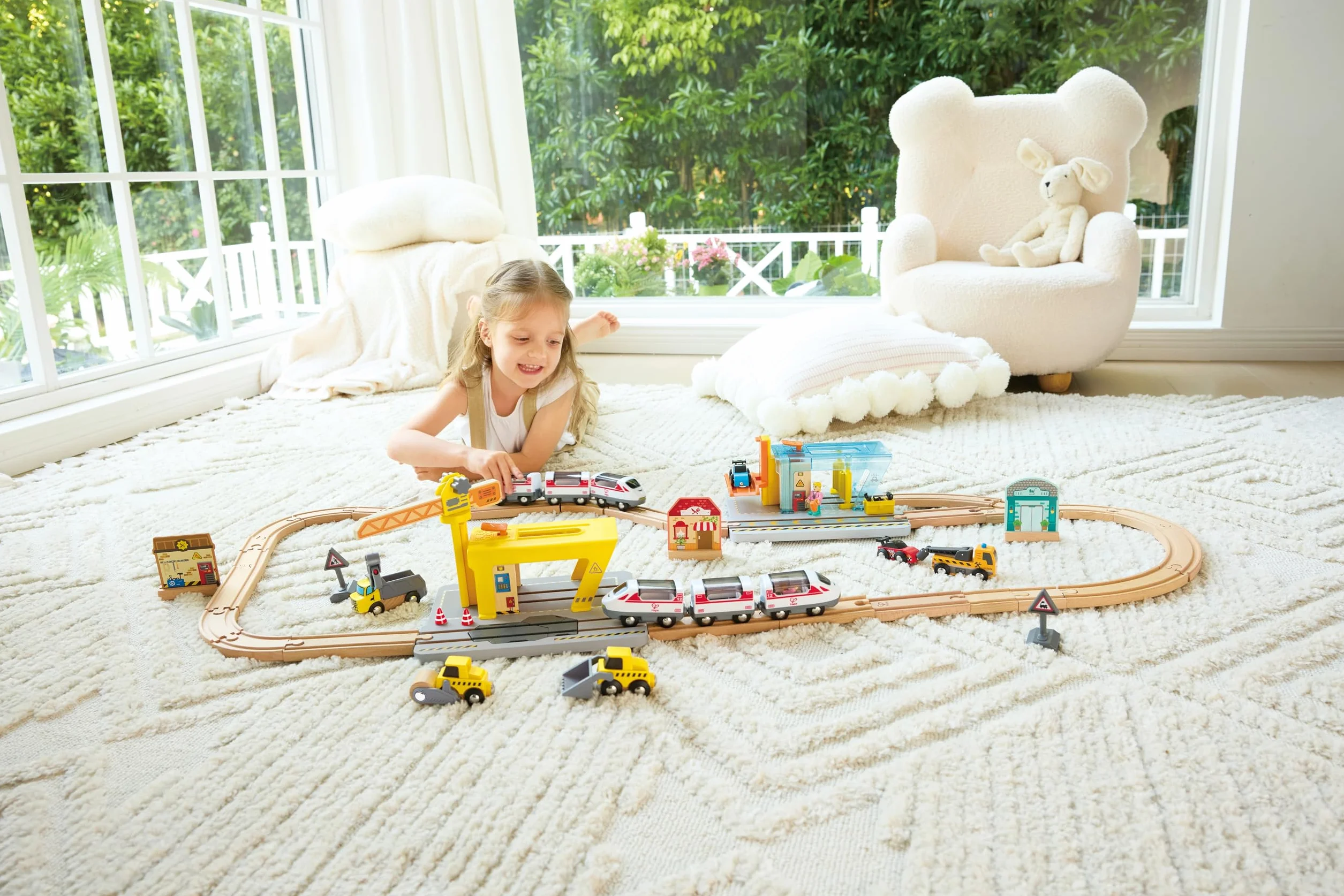 Grúa de construcción Hape para niños|Set Ampliable para Juego Creativo
