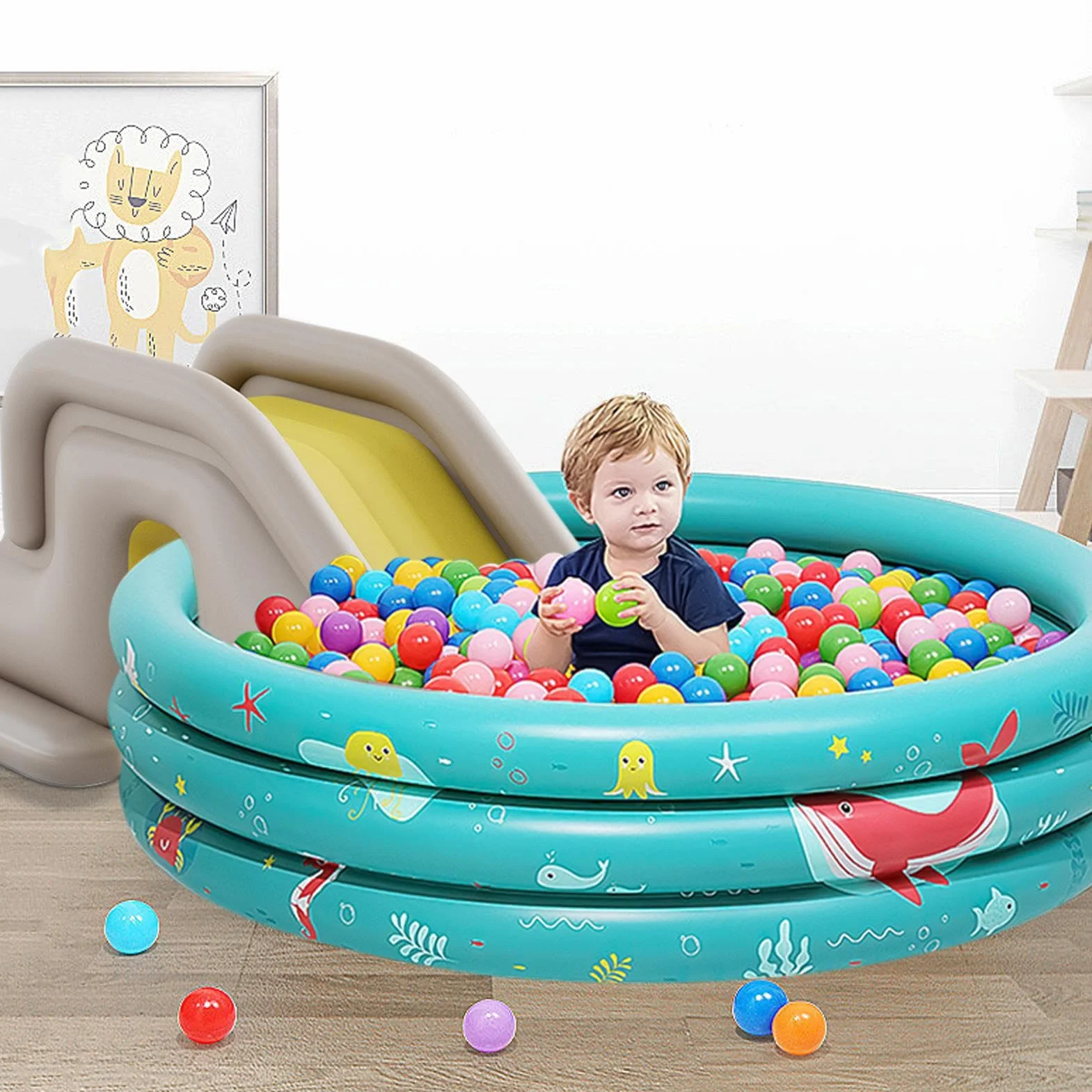 Tobogán Hinchable para Piscina Infantil - Toboganes Resistentes al Vuelco para Diversión en Parques Acuáticos de Exterior | Juegos Inflables para Uso en Suelo, Centro de Actividades Acuáticas,