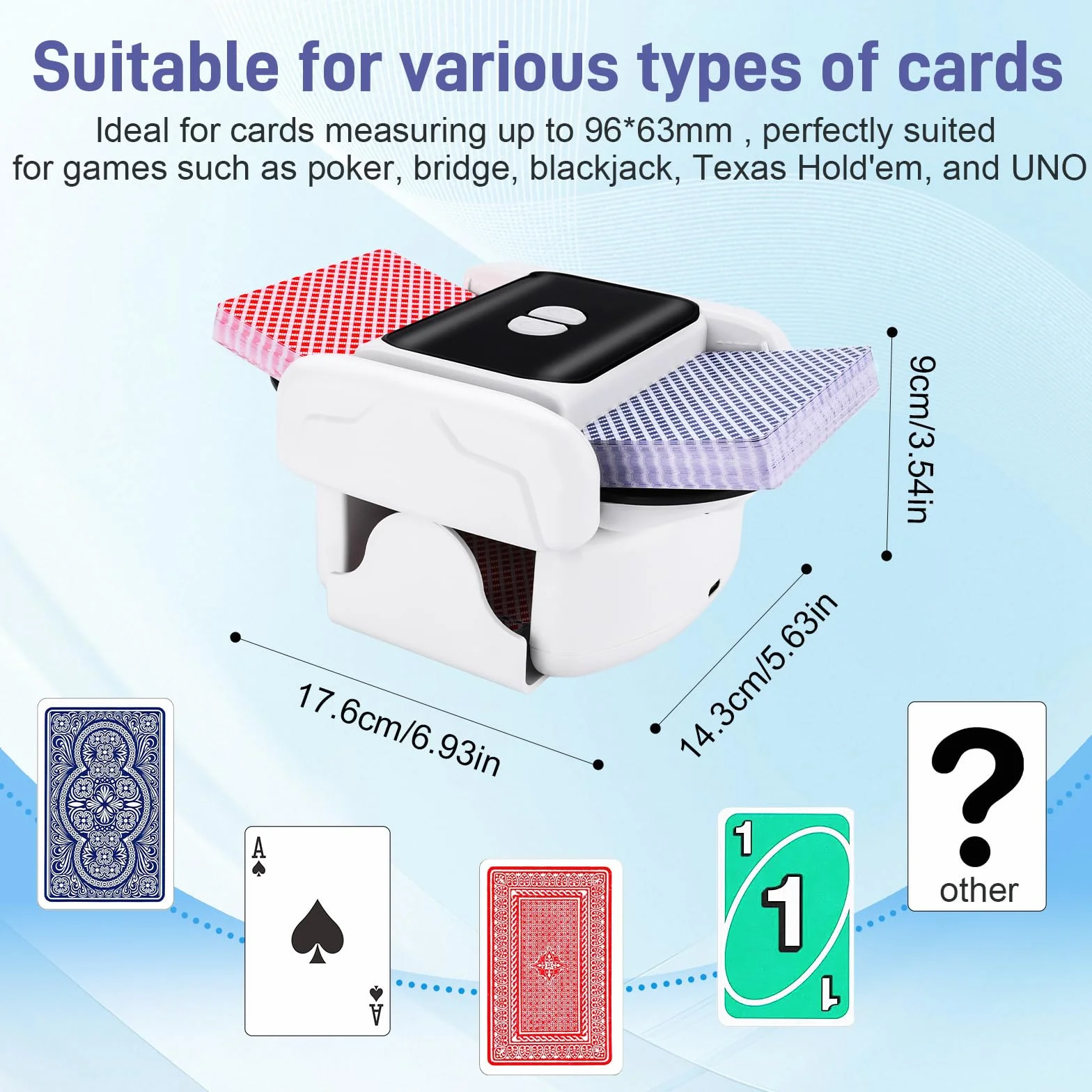 Barajador de Cartas automático eléctrico,Card Shuffler - Bandeja Doble,2400 mAh,silencioso,Recargable USB.Compatible con Poker,UNO,Blackjack,Skyjo.Perfecto para Noches de Juegos en casa