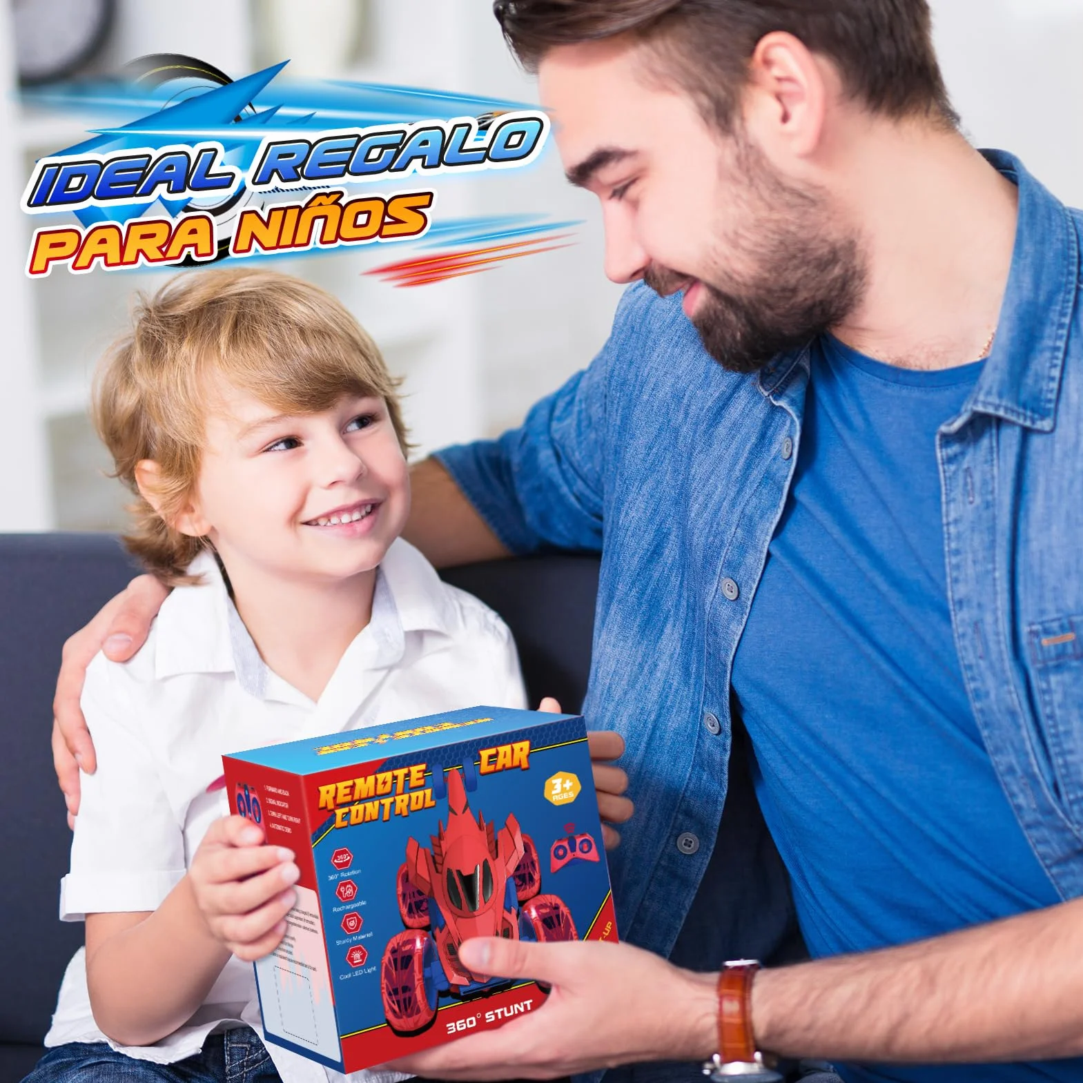 Dreamlandia Coche Teledirigido, Juguetes Niños 3-9 Años, Monster Truck Coches para Niños Coche RC 2.4Ghz con Luces, Regalo Niño 3 4 5 6 7 8 9 Años Cumpleaños