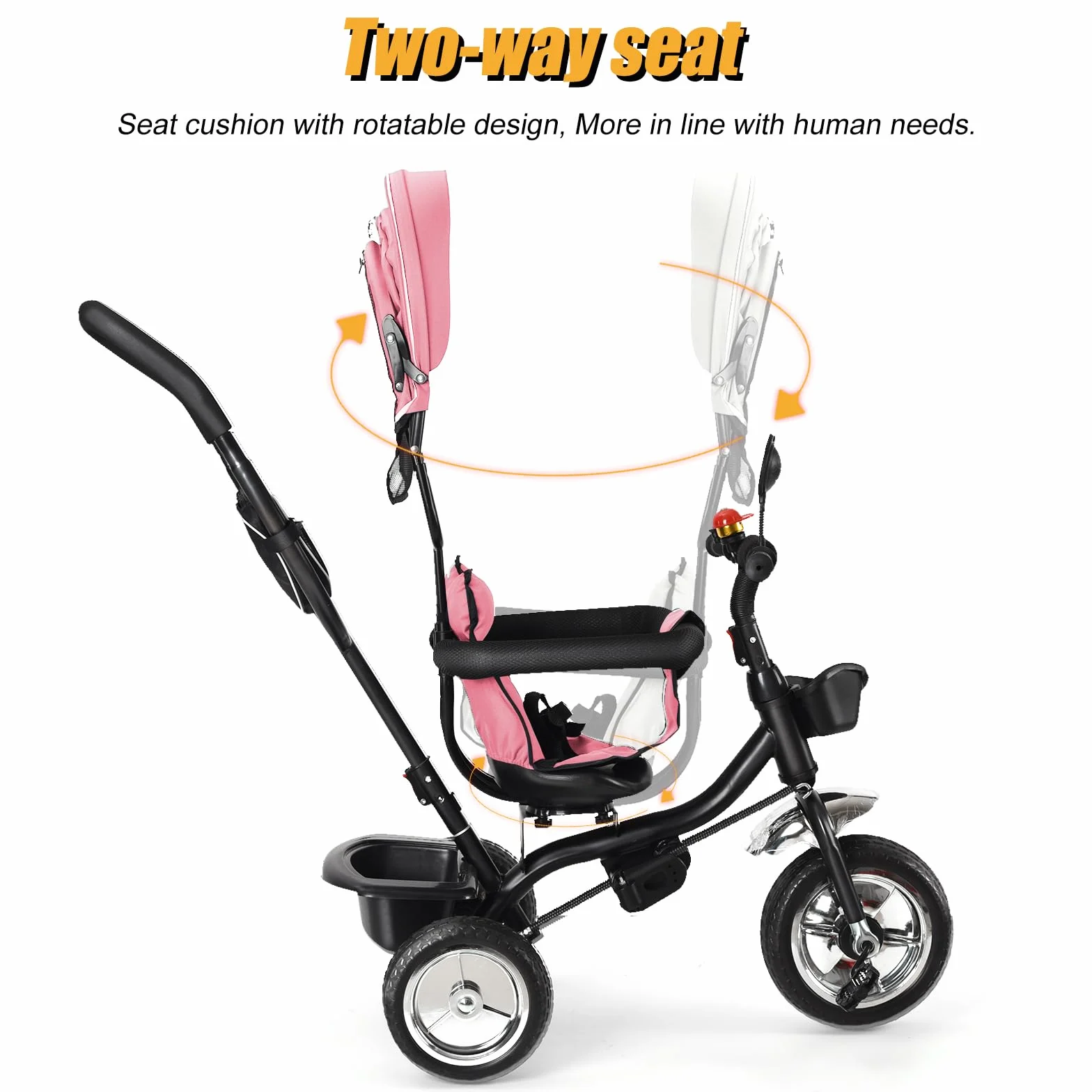 OHMG Triciclo bebé escalable hasta 25 kg, bicicleta de paseo para niños mayores, asiento reversible, bolsa grande, bastón y parasoles plegables, bicicletas, accesorios