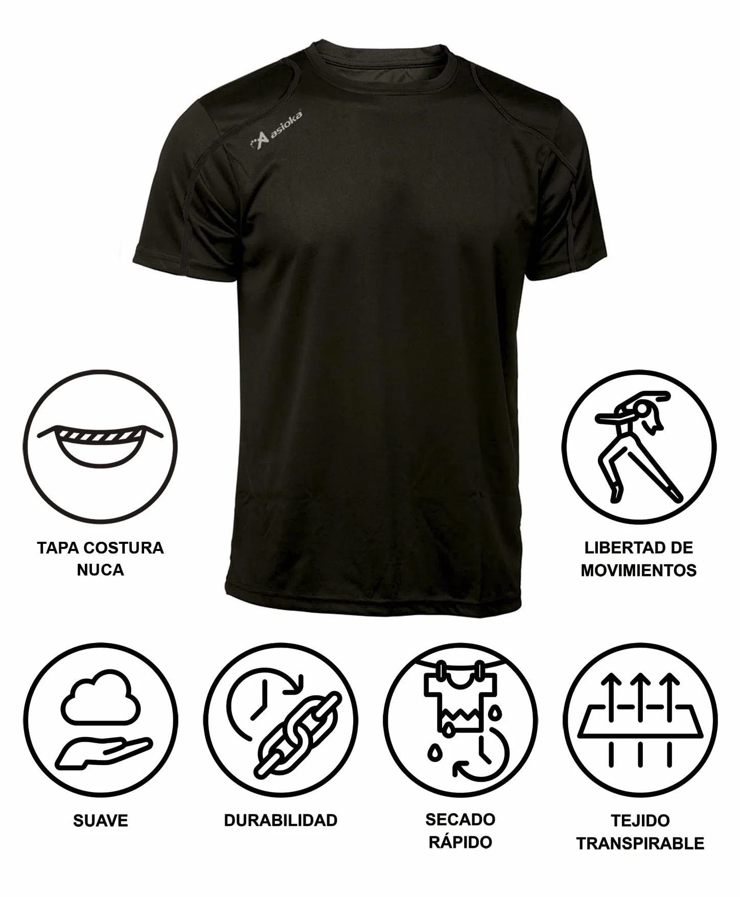 Asioka 75/09 Camiseta Manga Corta Unisex Adulto Pack 1