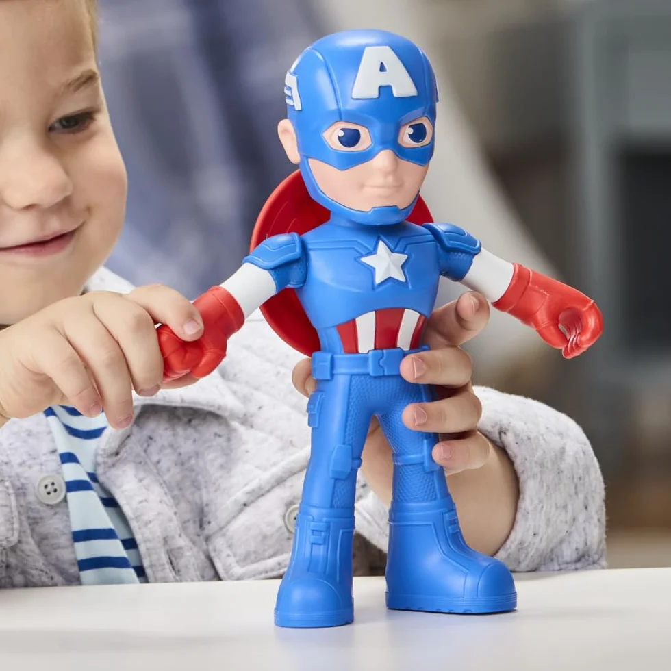 Marvel Spidey y Sus Sorprendentes Amigos Figura de Captain America: Steve Rogers con Accesorios 22,5 cm, Figura de Acción, Juguete de Superhéroe para Niños a Partir de 3 Años