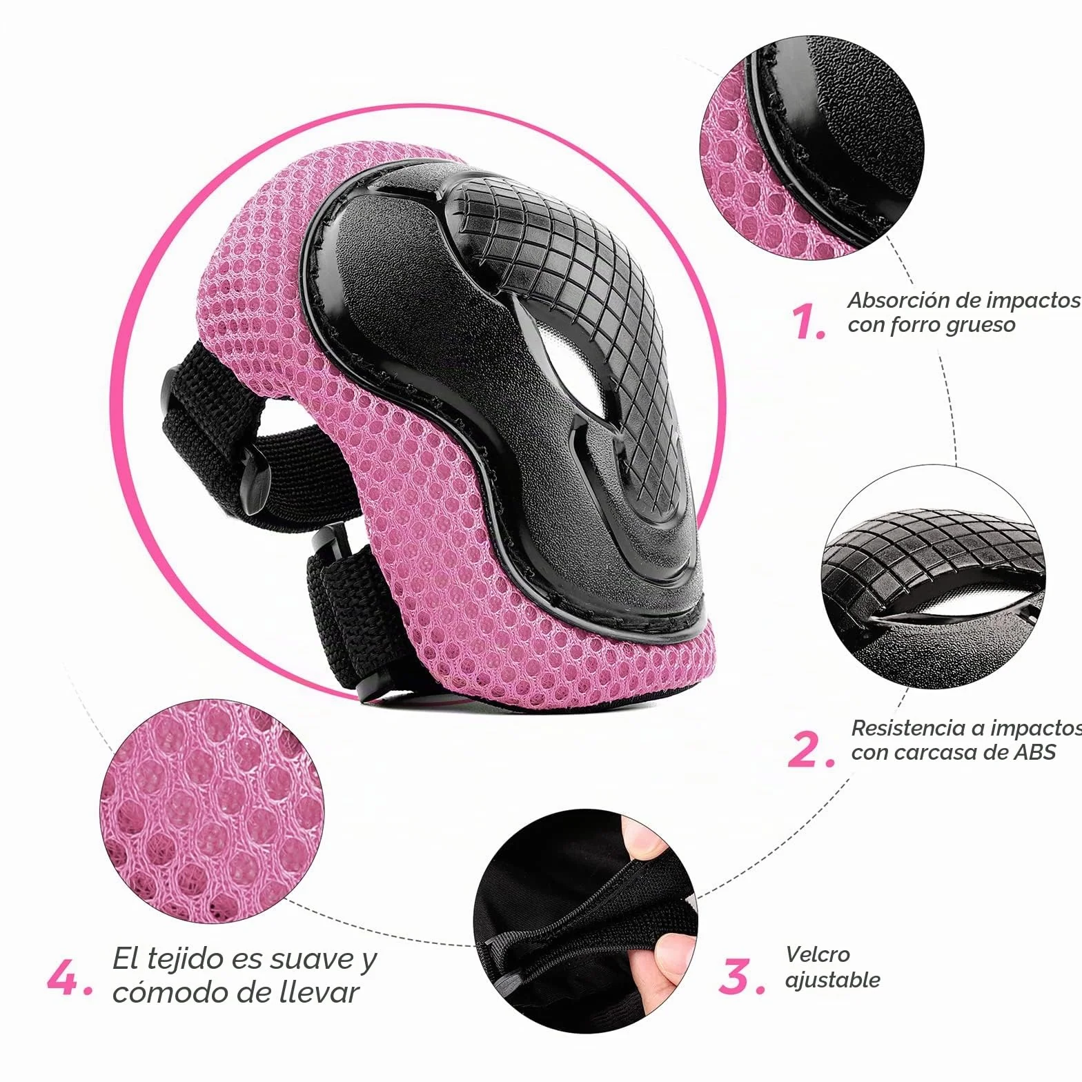 Rodilleras y Coderas para Patines en Linea, Ciclismo para Niña y Niño