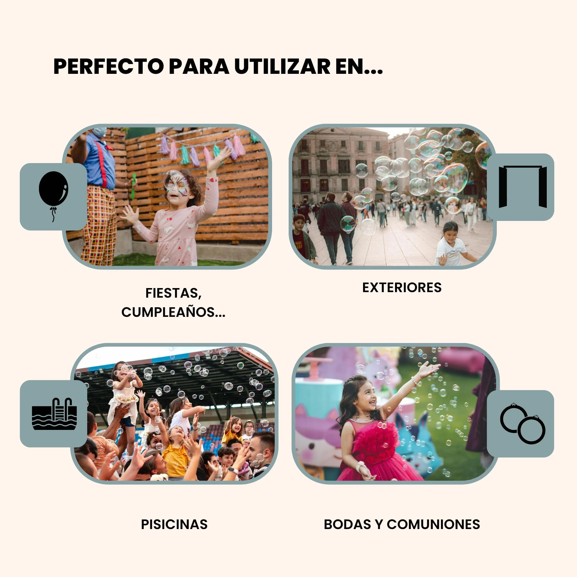 Set de 2 Pistolas de Burbujas Automatica con Luz y Musica + Botellas de Solucion – Juguete para Niños, Fiestas, Regalos y Verano al Aire Libre