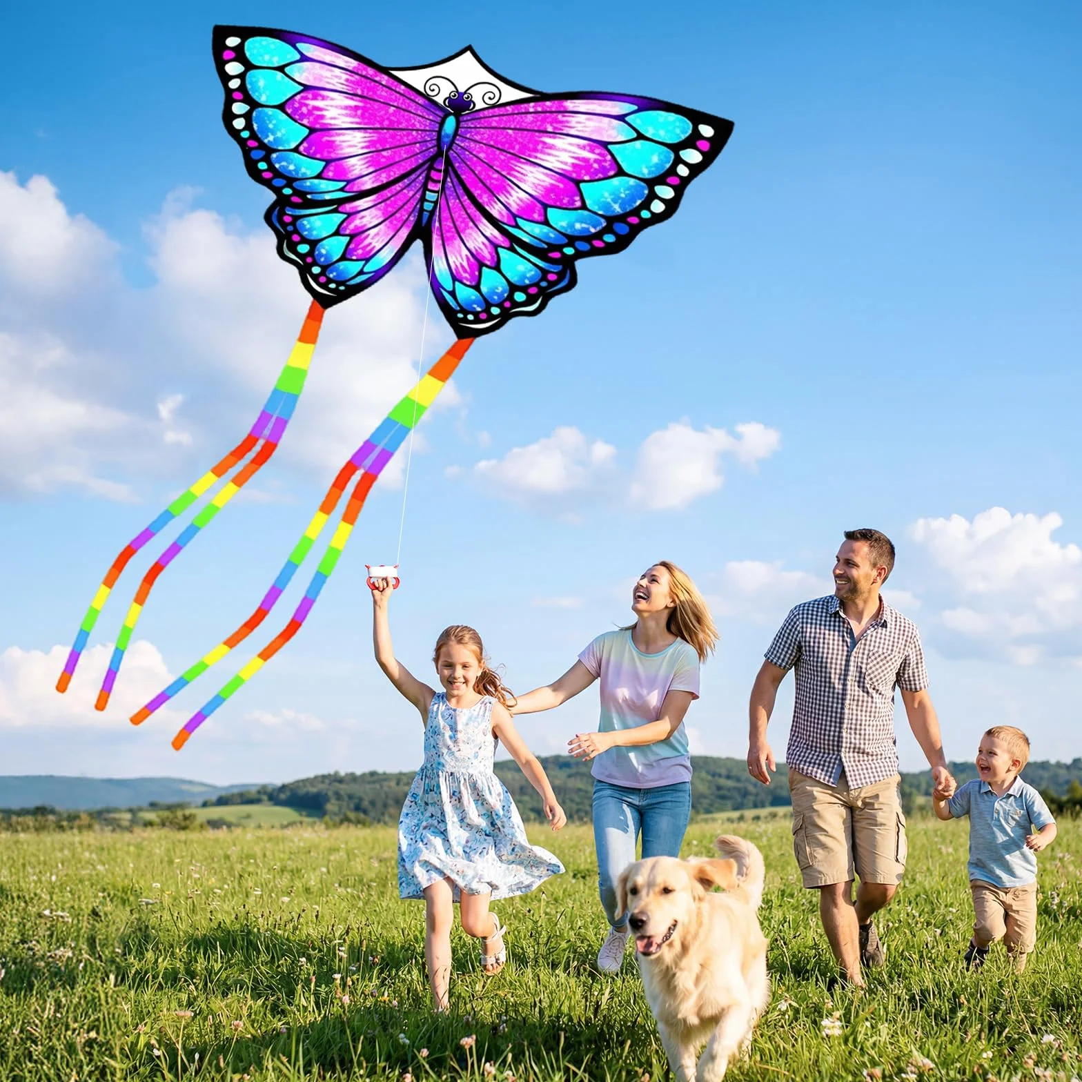 Gran Cometa de Mariposa, Fácil Volar y Montar, Cometas para Niños con Ola Larga para Niños y Adultos Principiantes, para Playa, Viaje, Juegos al Aire Libre