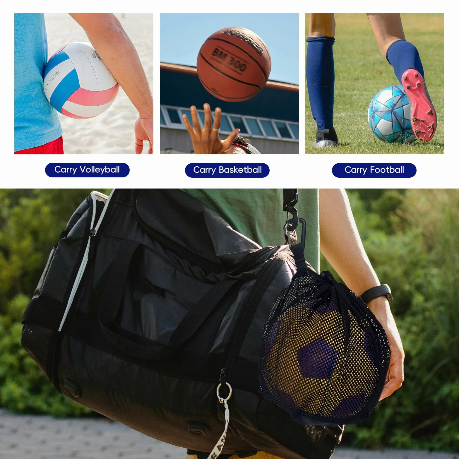Mochila Red para Balón de Fútbol Talla 5 con Bomba de Aire y Aguja, Bolsa Plegable Deportiva