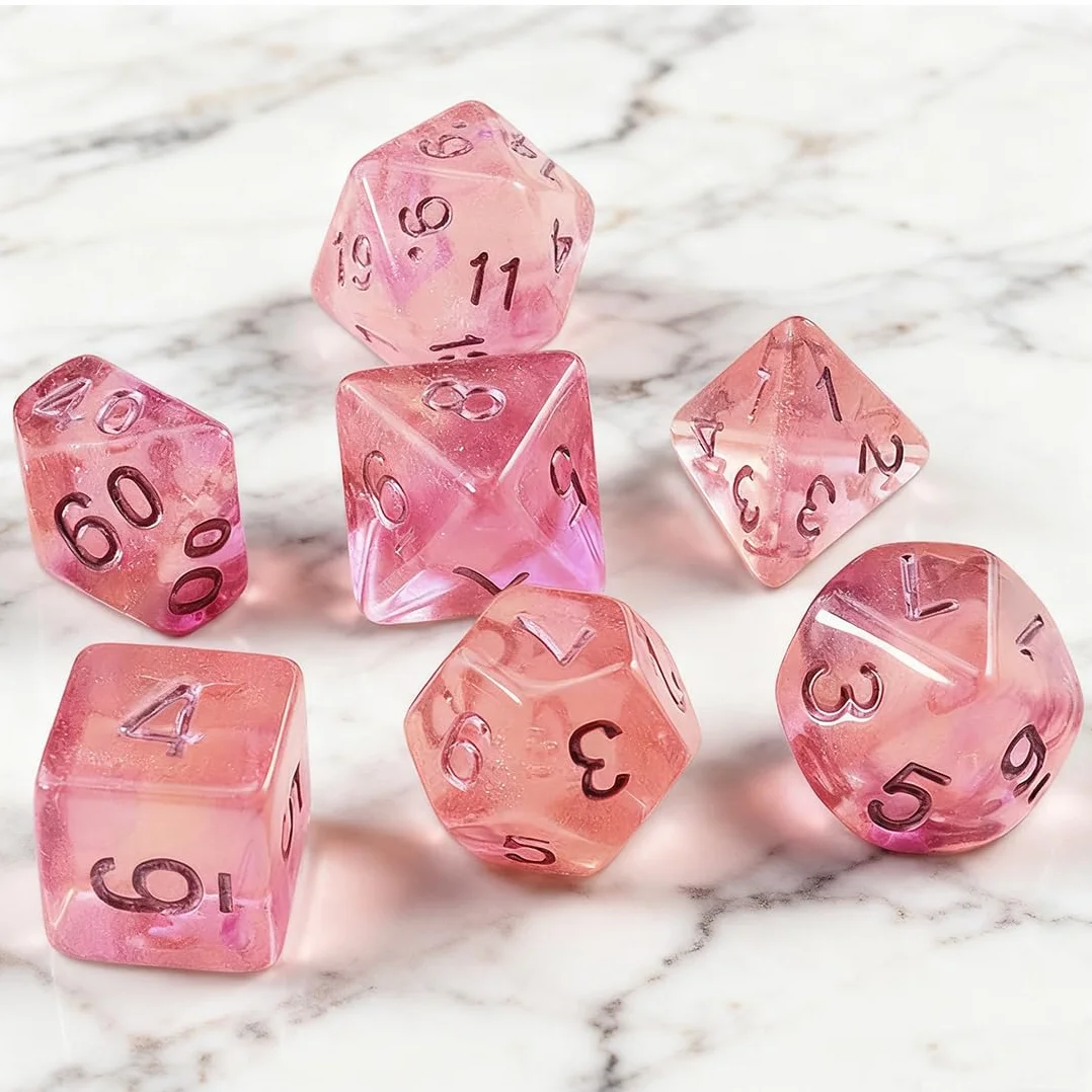 Set de 7 Dados Poliédricos (rosa)