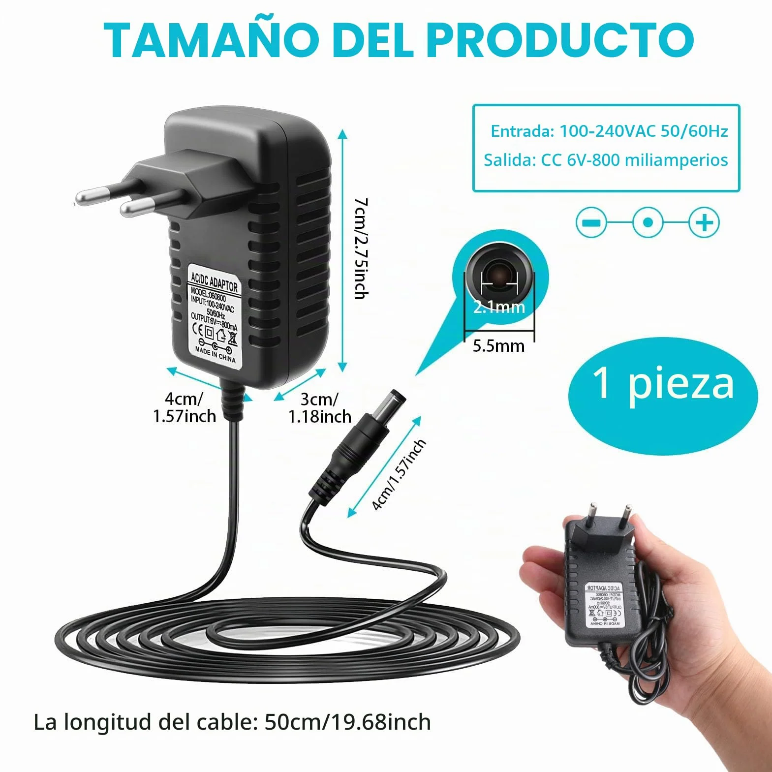 Cargador 6V para niños conducción eléctrica 800 mA alimentación Universal Motocicleta Coche Eléctrico para SUV ATV conducción eléctrica Juguetes Electric Ride-On Accesorios Conector 5,5 mm * 2,1 mm