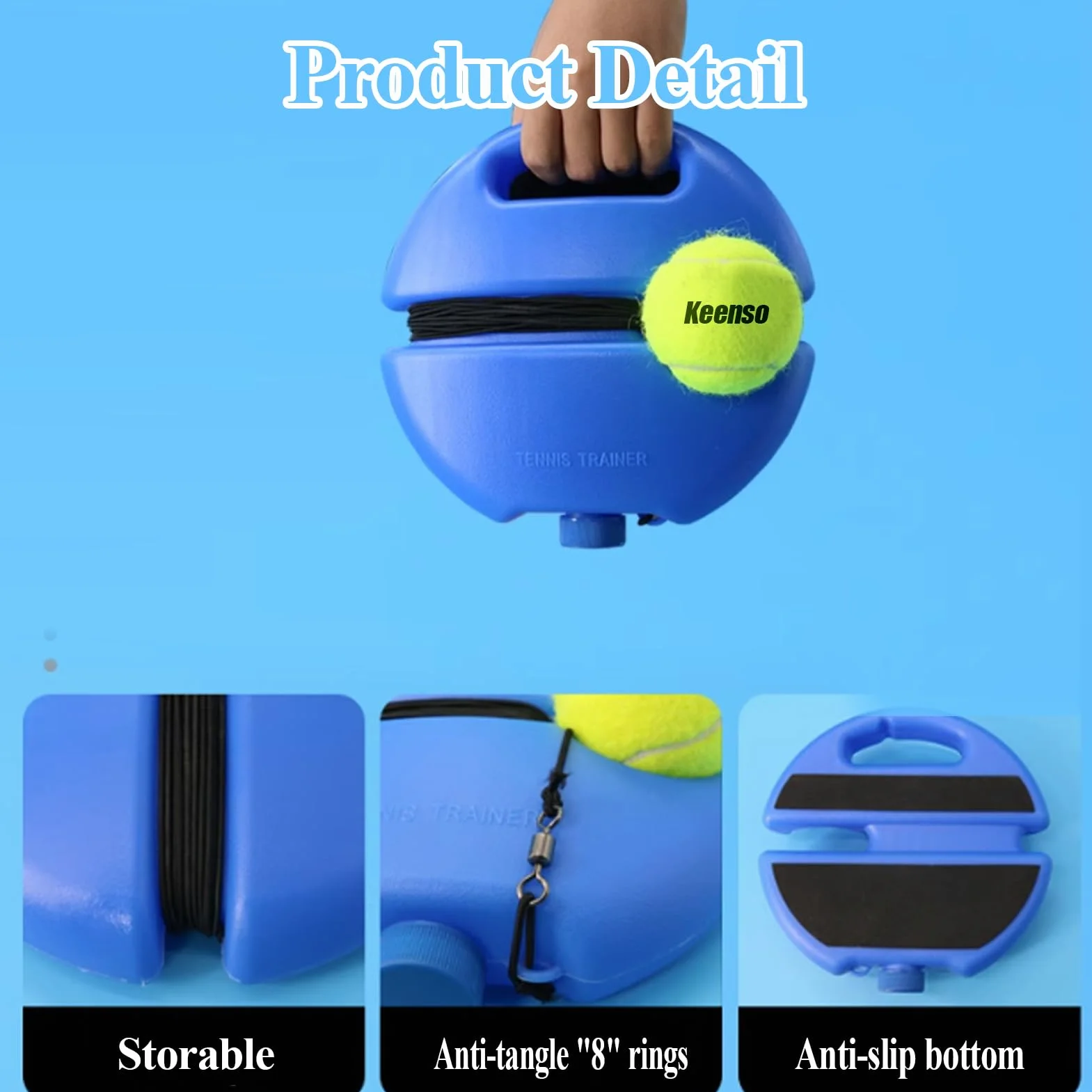 Keenso Entrenador de Tenis Individual con Base Set de Tenis Exterior para niños
