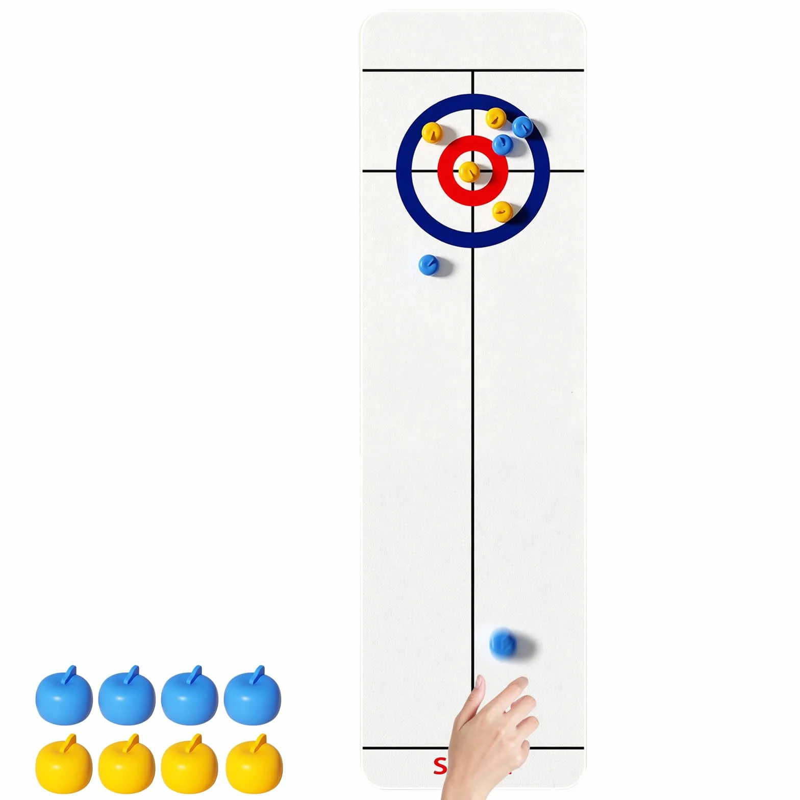 Mini Juego de Curling Mesa, 133 * 28 cm Juego Familiar de Tablero Curling, para Familia Fiesta Oficina Navidad Cumpleaños Interacción Entre Padres e Hijos Adultos y Niños