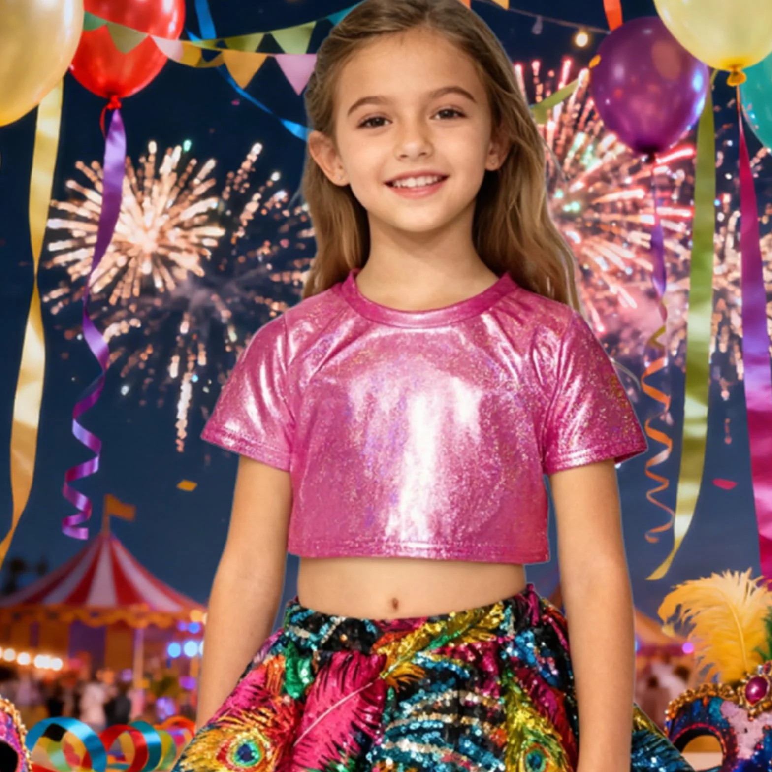 Top de lentejuelas brillantes para niñas ropa de baile gimnasia animadora fiesta moda