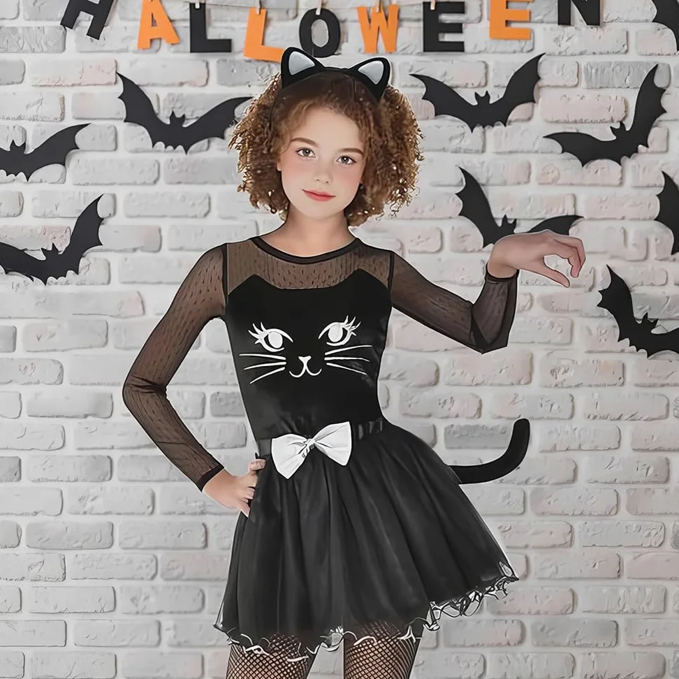 Conjunto de disfraz de gato negro de gatito | Gran disfraz de gato para niños, uso perfecto para disfraces de Halloween