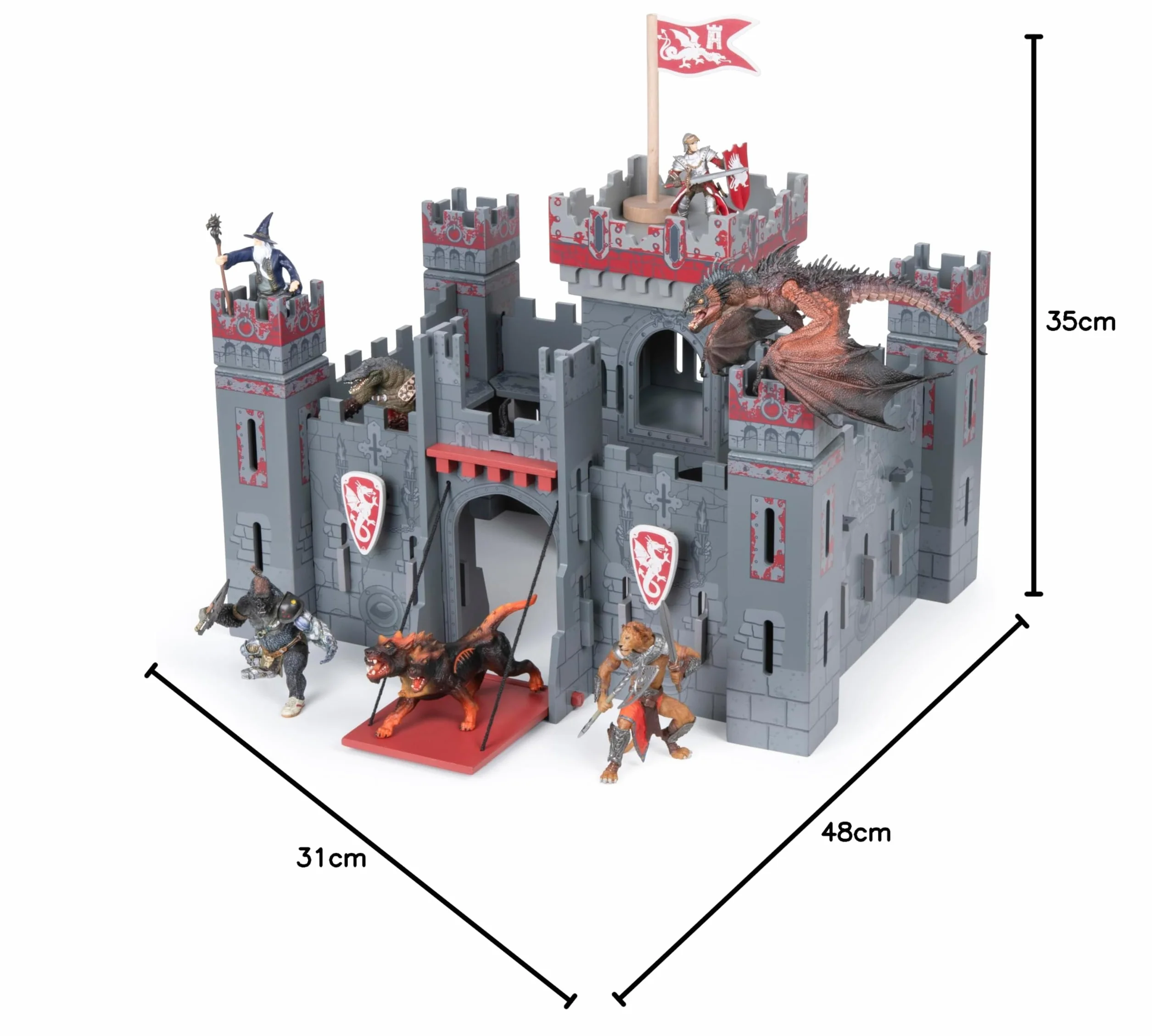 Papo - Castillo fantástico Decorado Juguete para niños - 3+ - Colección Fantástico y Medieval - Juego Creativo Caballeros y Dragones - Idea de Regalo Juguete para niña y niño