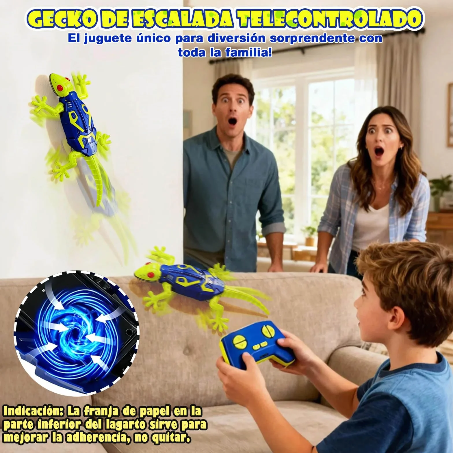 HILKKET Lagartija Teledirigida, Fluorescente RC Lagarto con Ojos Led Luminosos, Lagarto Trepador Paredes Movimientos Realistas, Gecko Radio Control, Reyes, Cumpleaños para Niños