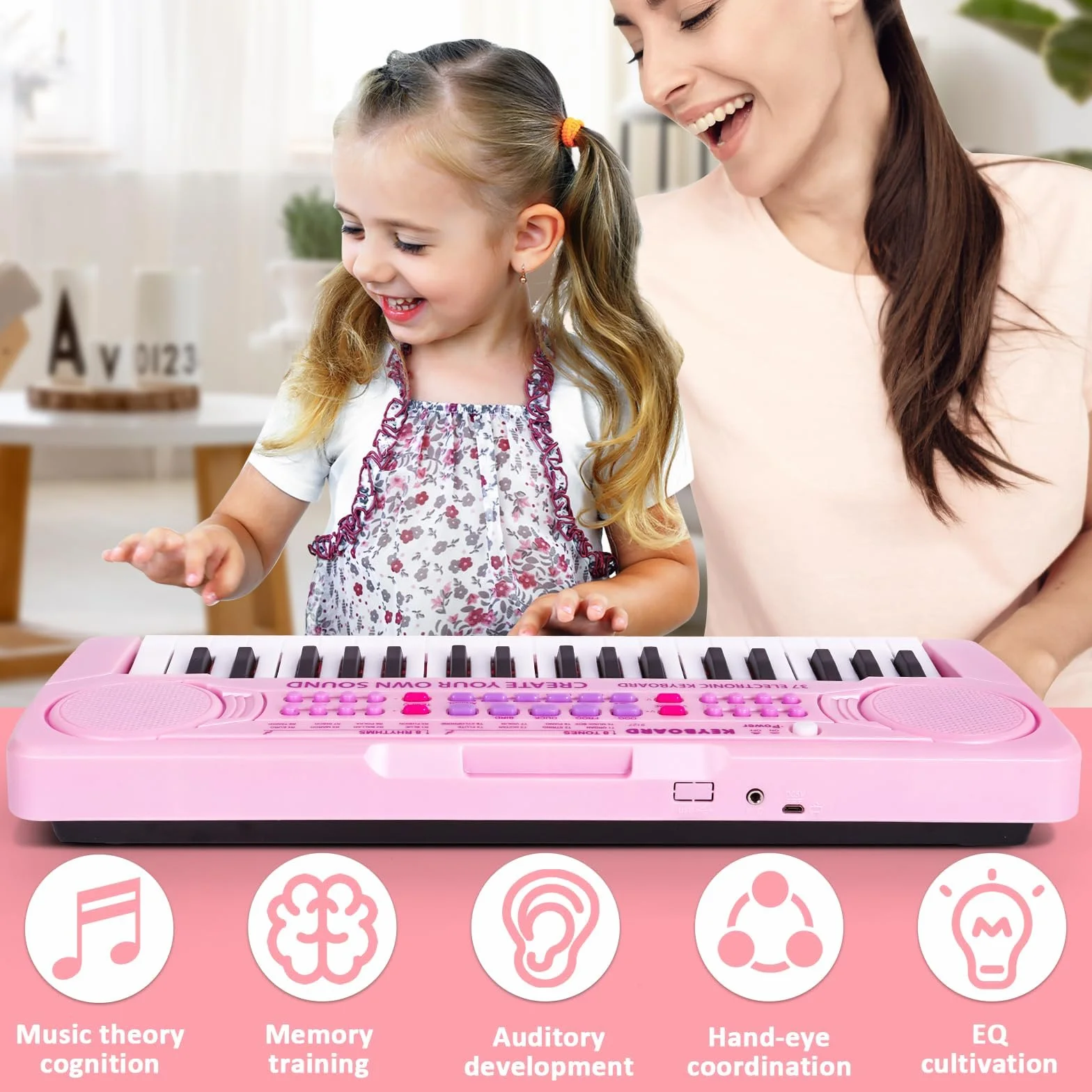 Teclado Piano 37 Teclas, Piano Electrónico Infantil, Teclado de Música Digital Portátil para Niños, Educativa Regalo para Principiant