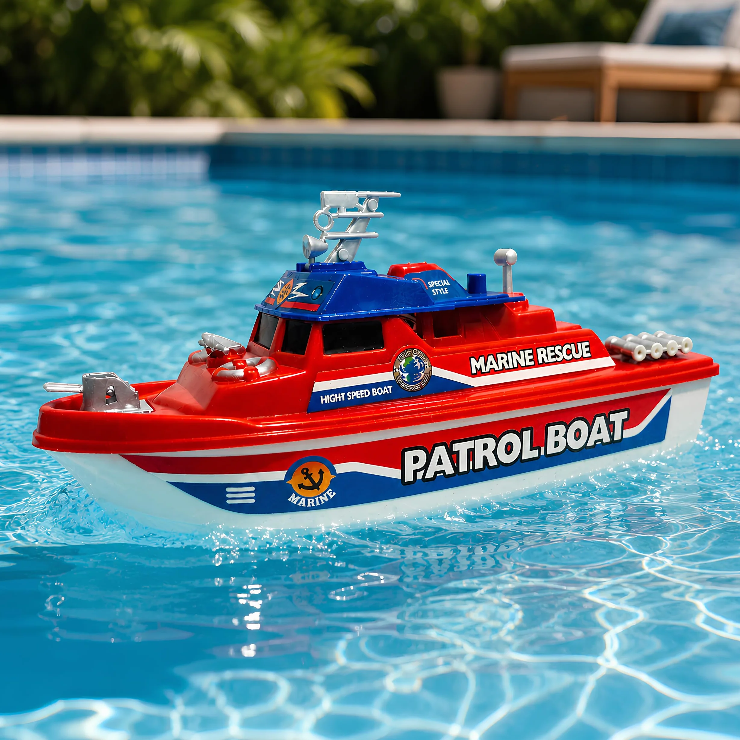 Barco de juguete motobarco con batería de trabajo Motobarco eléctrico Barco contra incendios Juguete Barco de bombero Rescate marítimo Barco de emergencia náutica a motor Guardia costera