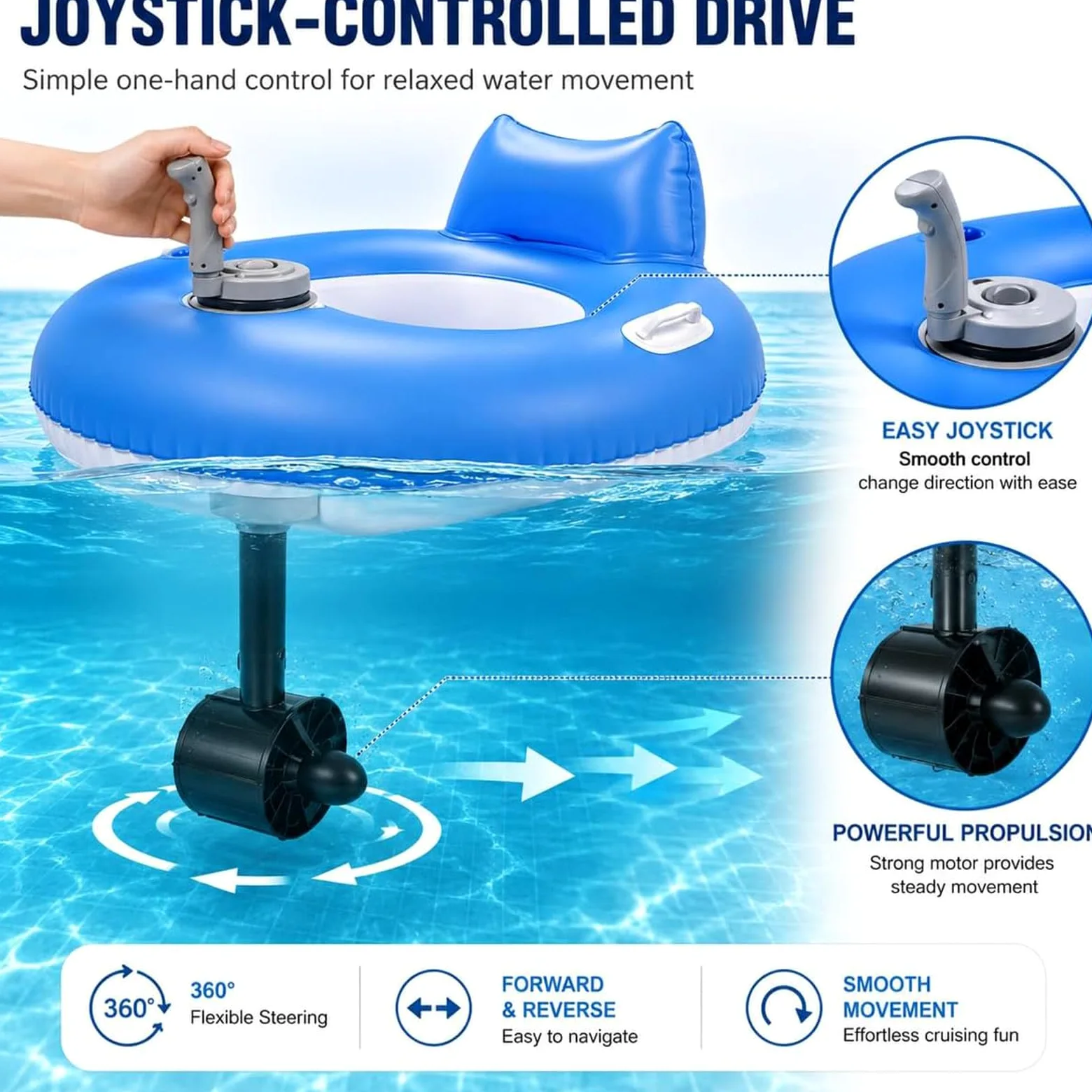 Flotador Motorizado para Adultos, Flotador Hinchable Motorizado para Piscina con Control De Dirección, Cómodo Respaldo Y Portavasos para Relajarse En La Piscina Durante El Verano