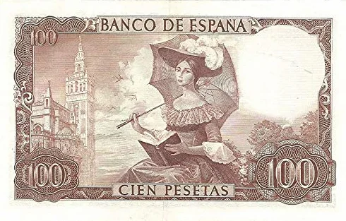 España BILLETE ORIGINAL 100 PESETAS 1965 GUSTAVO ADOLFO BECQUER
