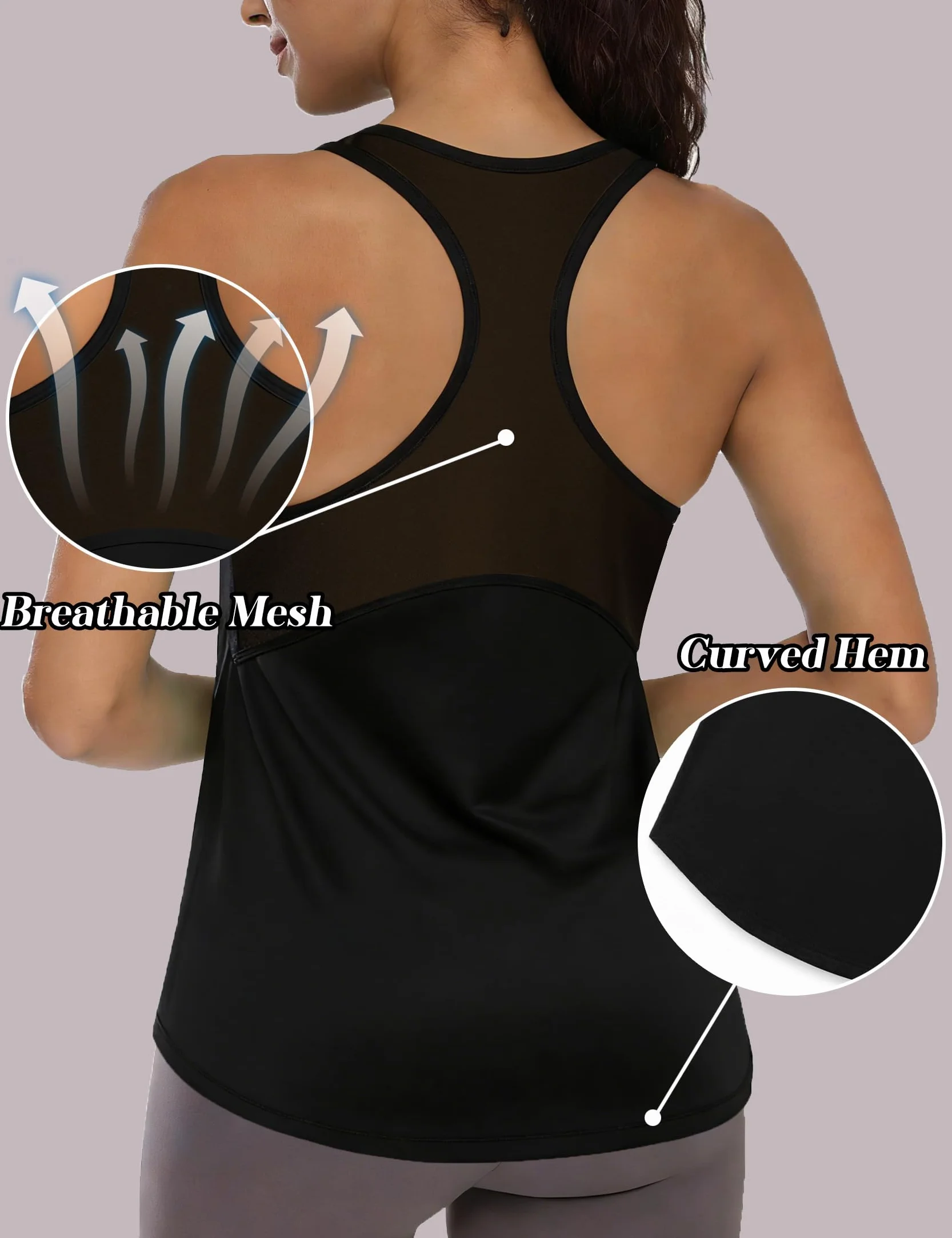 Camiseta Tirantes Mujer Deportiva Cuello Redondo Sin Mangas Racerback Yoga Tops