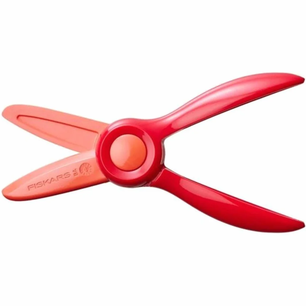Fiskars Tijeras para niños, A partir de 2 años, Para aprender a cortar, Longitud: 13 cm, Hojas y mangos de plástico, Rojo, Starter, 1064065